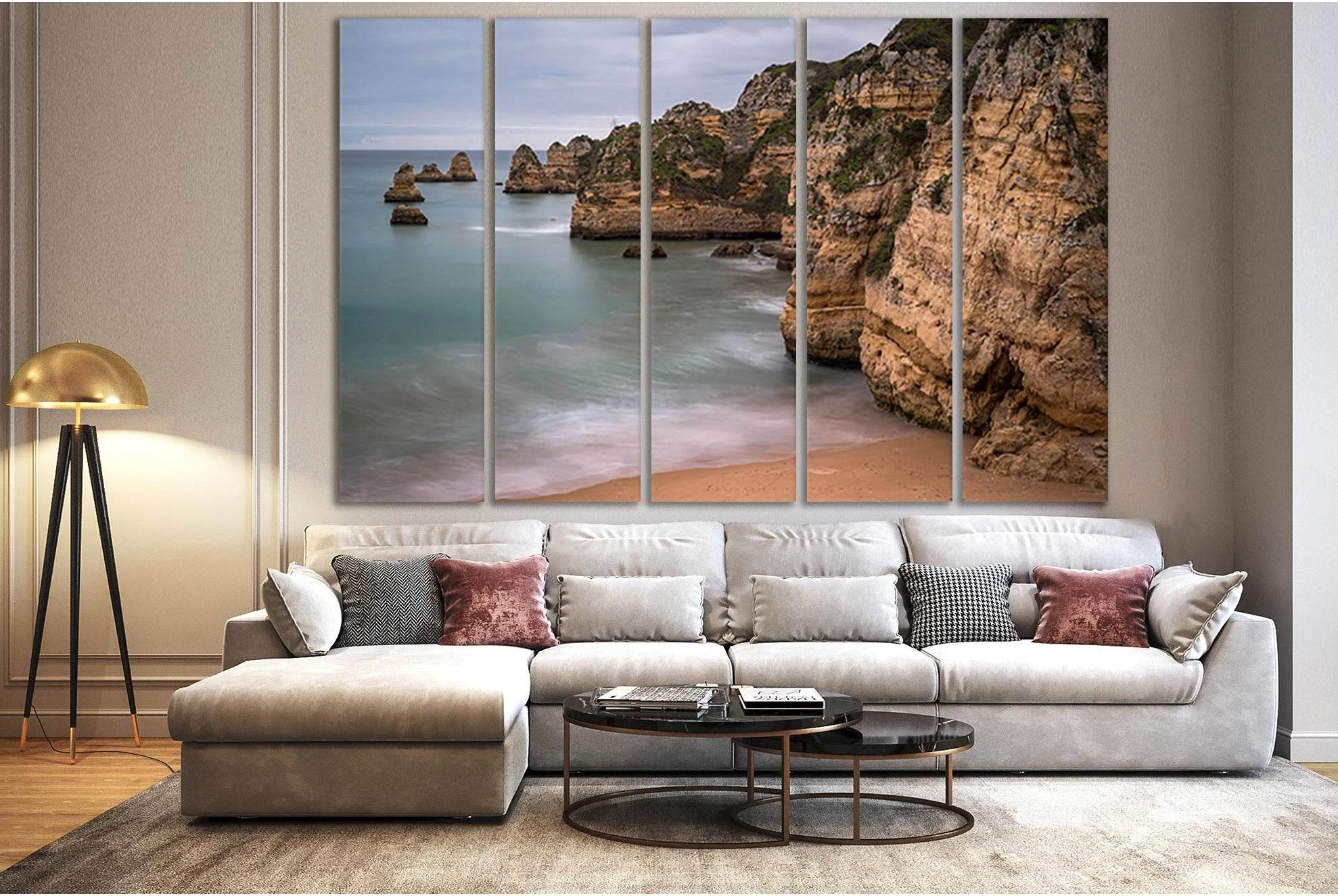 Beach Sea Cliff Seascape Wall Art Canvas Print selected as rocky shore and coastal edge for seascape canvas wall art.