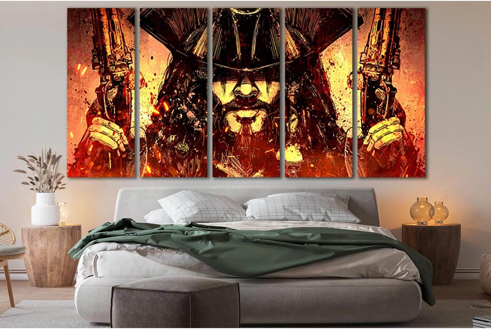 Bearded Pirate With Two Pistols №SL1251 Ready to Hang Canvas Print - Zellart Canvas Prints 0new, ALL_Products, Fantasy And Sci Fi Wall Art