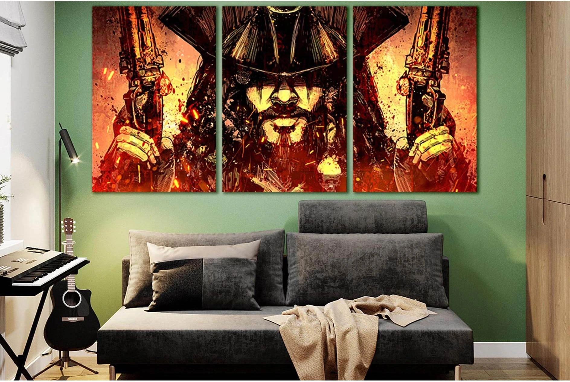 Bearded Pirate With Two Pistols №SL1251 Ready to Hang Canvas Print - Zellart Canvas Prints 0new, ALL_Products, Fantasy And Sci Fi Wall Art