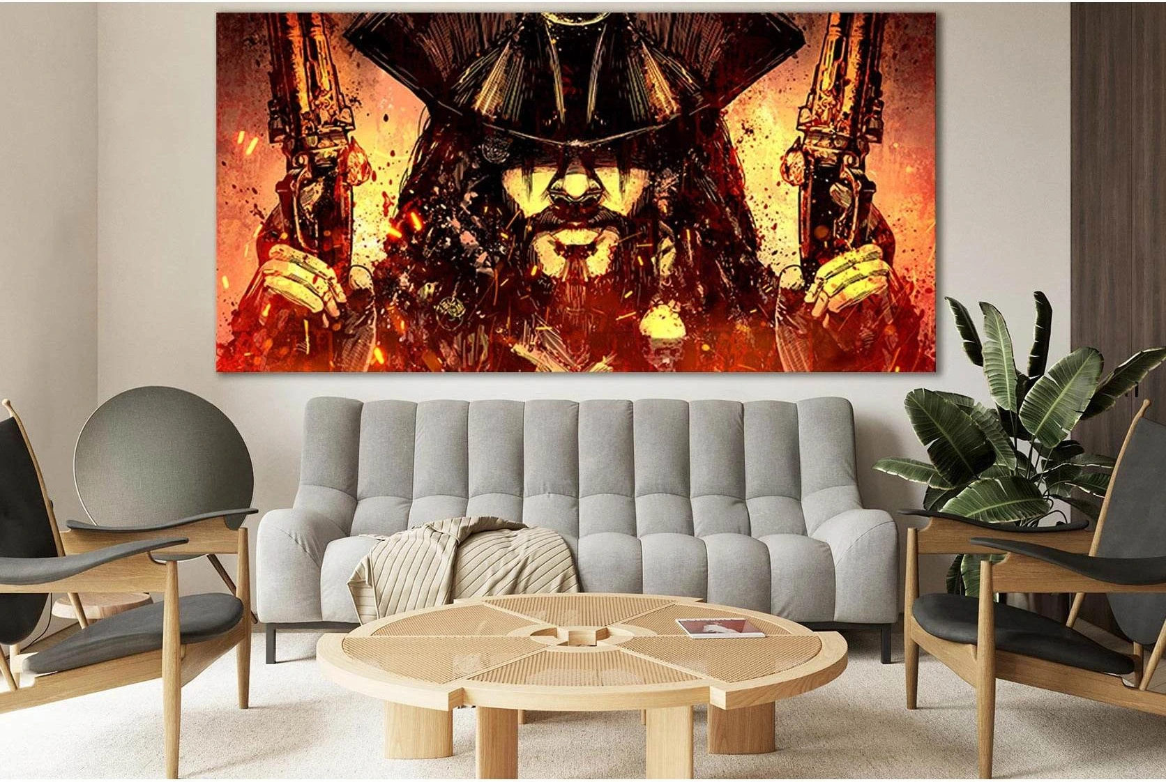 Bearded Pirate With Two Pistols №SL1251 Ready to Hang Canvas Print - Zellart Canvas Prints 0new, ALL_Products, Fantasy And Sci Fi Wall Art