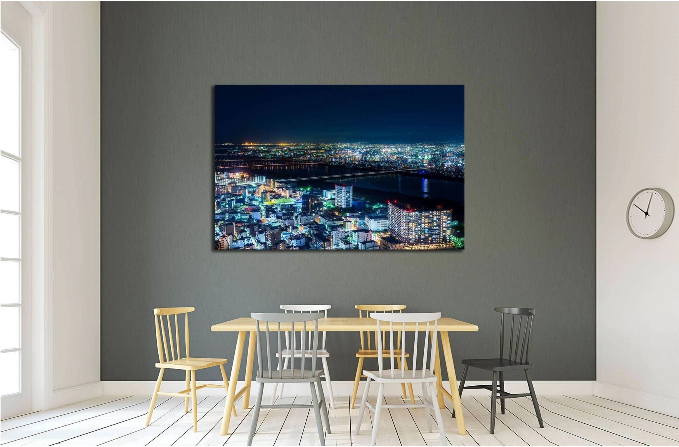 Beautiful Aerial night view of Osaka Cityscape, Japan. №2965 Ready to Hang Canvas Print - Zellart Canvas Prints ALL_Products, s-2965