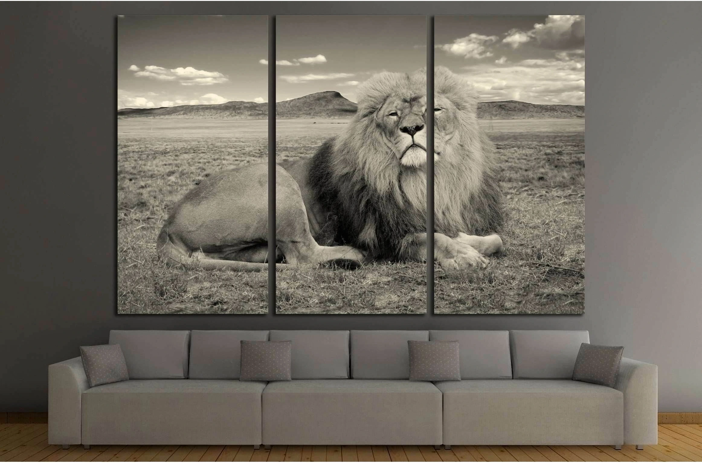 beautiful african lion, Wonderful image of african wildlife №2365 Ready to Hang Canvas Print - Zellart Canvas Prints ALL_Products, Lion, s-2365
