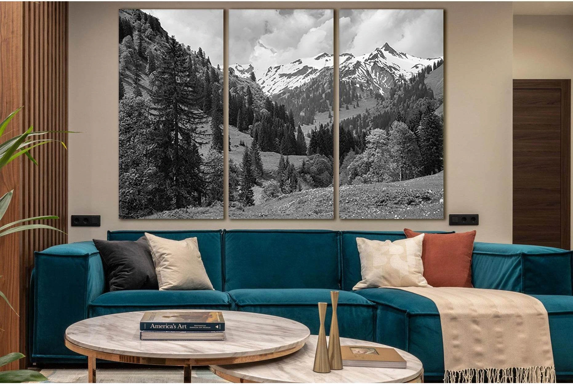 Beautiful Alps Mountains №SL866 Ready to Hang Canvas Print - Zellart Canvas Prints 0new, ALL_Products, Black & White Wall Art