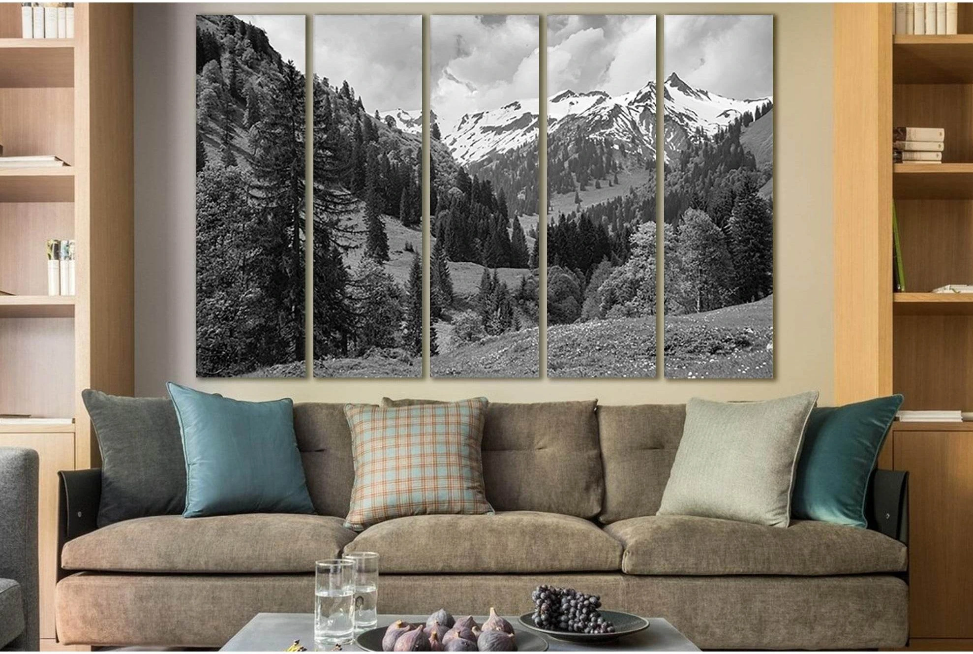 Beautiful Alps Mountains №SL866 Ready to Hang Canvas Print - Zellart Canvas Prints 0new, ALL_Products, Black & White Wall Art