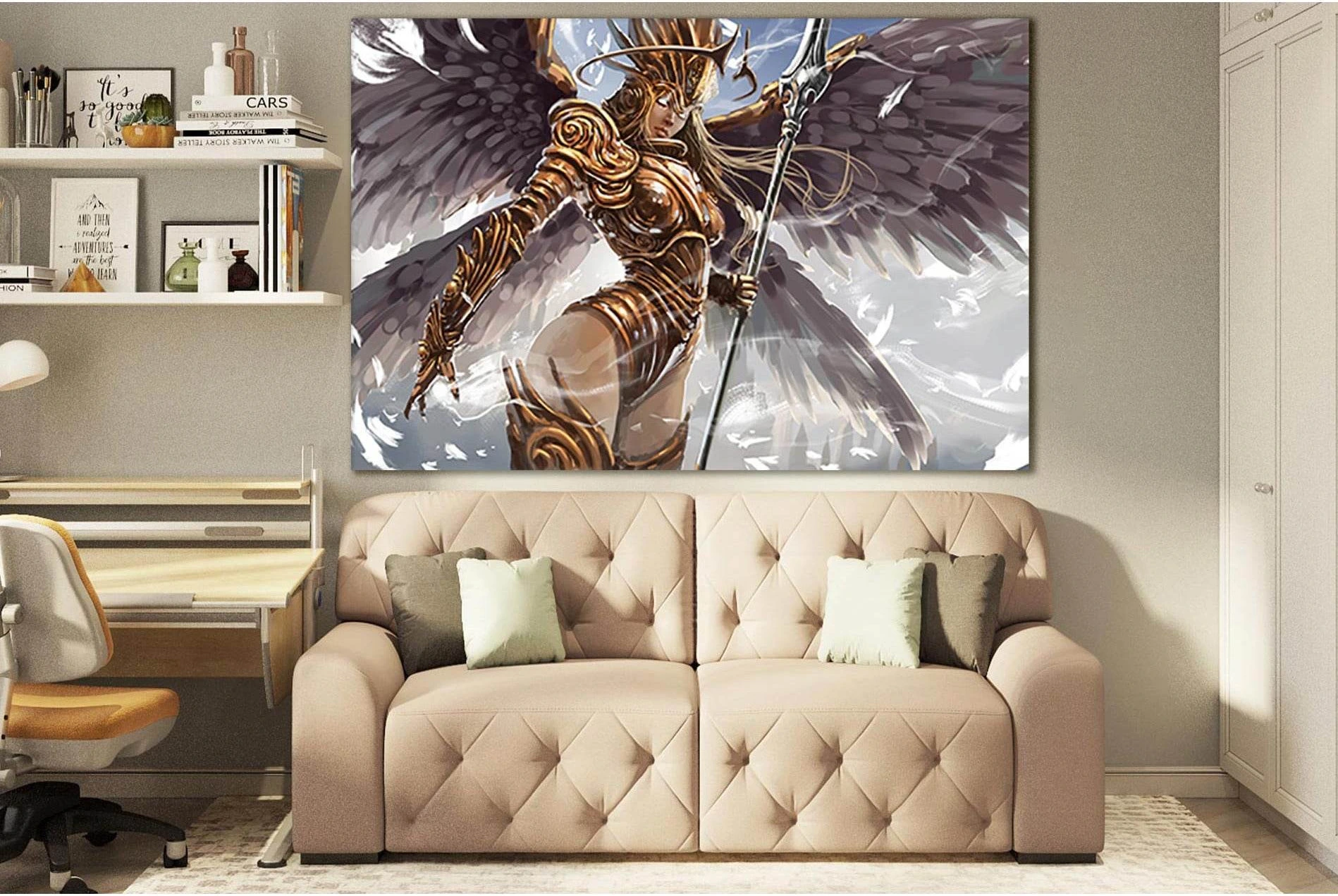 Beautiful Angel Woman Warrior №SL1237 Ready to Hang Canvas Print - Zellart Canvas Prints 0new, ALL_Products, Fantasy And Sci Fi Wall Art