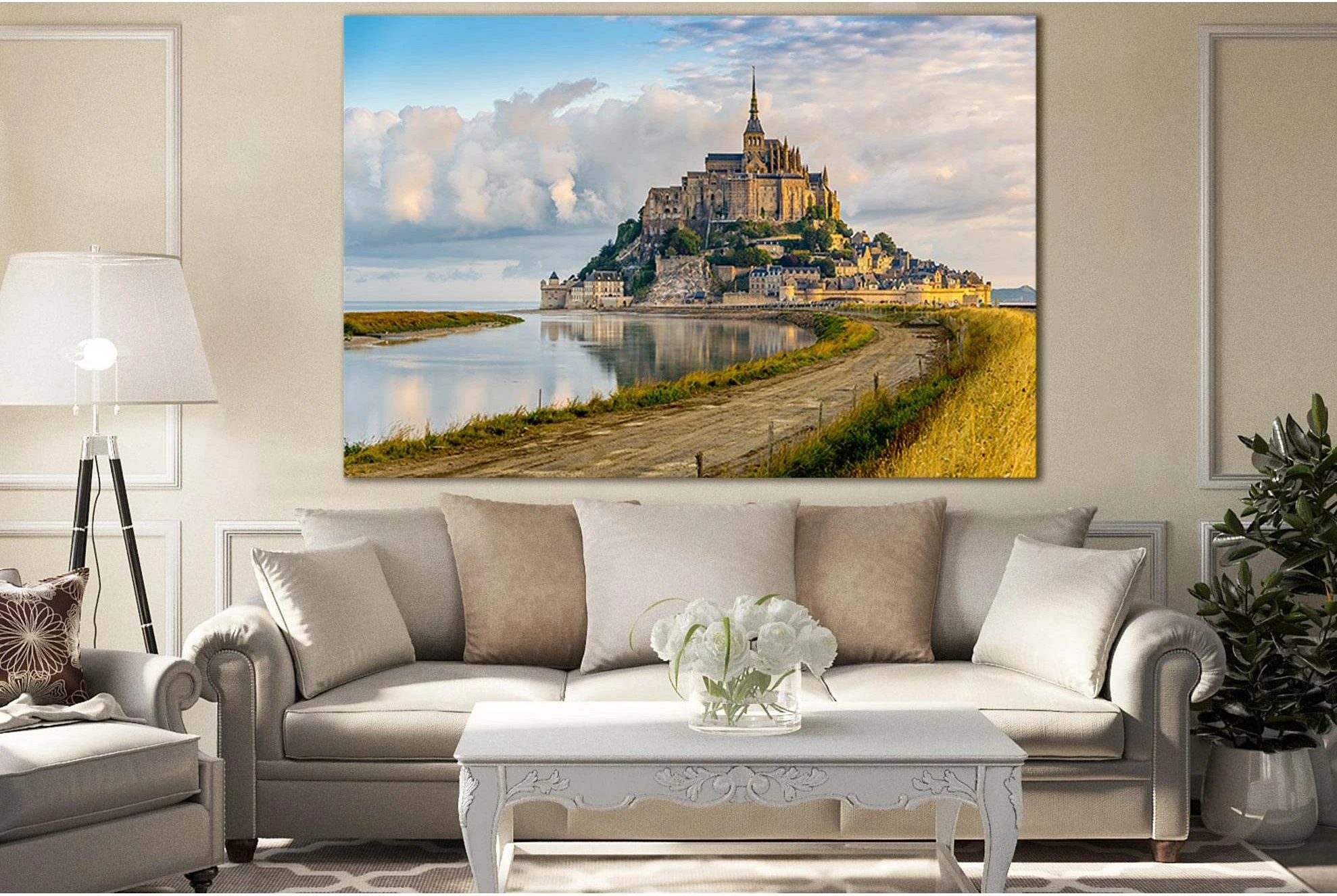 Beautiful Architecture Mont Saint Michel №SL1365 Ready to Hang Canvas Print - Zellart Canvas Prints 0new, ALL_Products, Architecture
