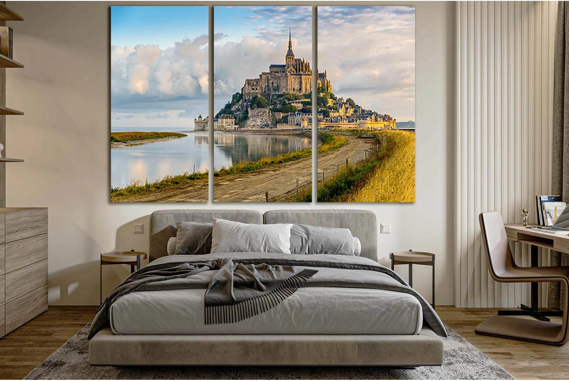 Beautiful Architecture Mont Saint Michel №SL1365 Ready to Hang Canvas Print - Zellart Canvas Prints 0new, ALL_Products, Architecture