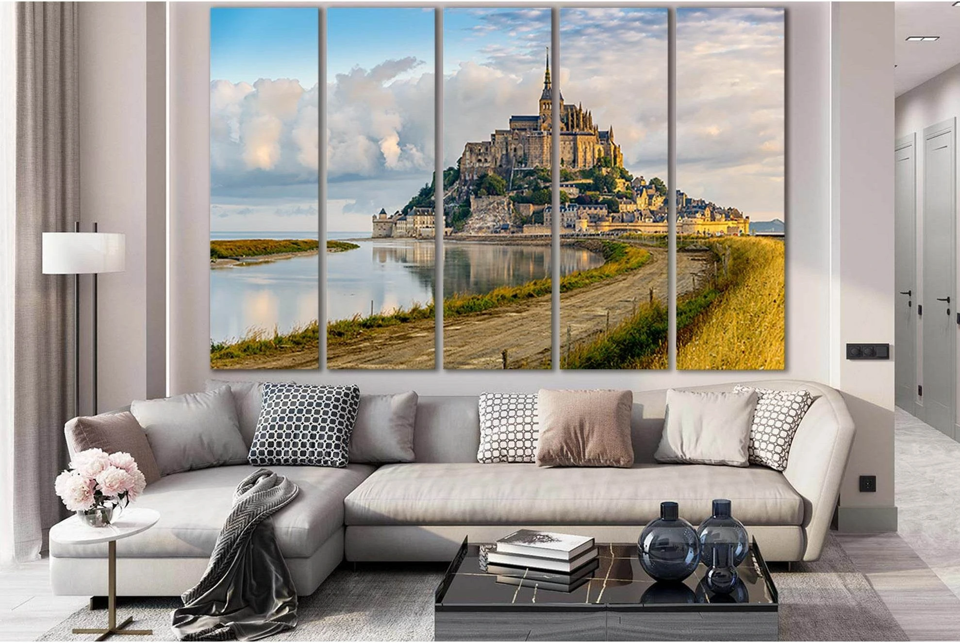 Beautiful Architecture Mont Saint Michel №SL1365 Ready to Hang Canvas Print - Zellart Canvas Prints 0new, ALL_Products, Architecture