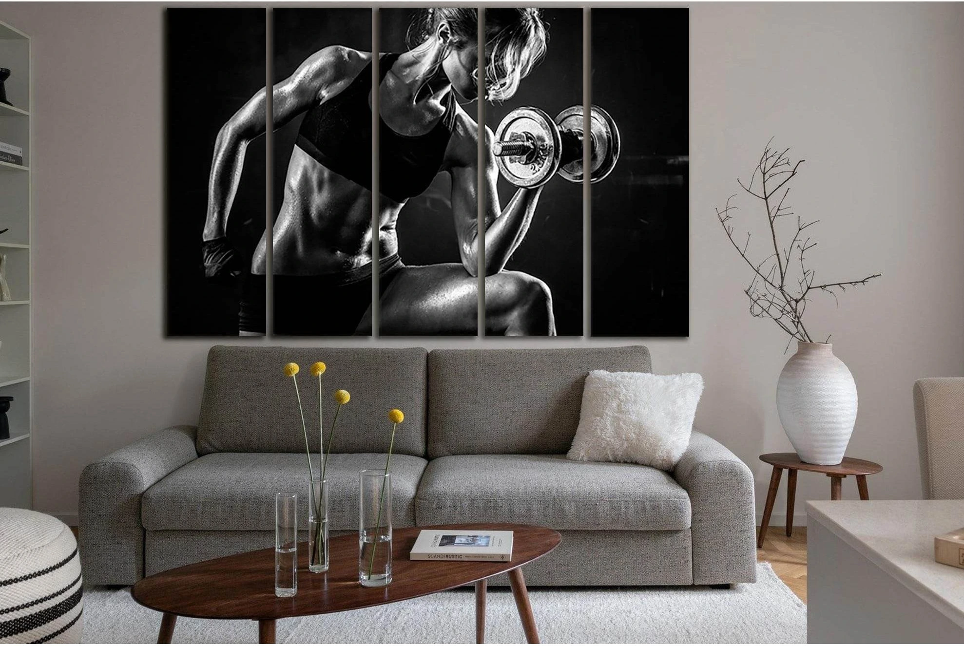 Beautiful Athletic Woman №SL892 Ready to Hang Canvas Print - Zellart Canvas Prints 0new, ALL_Products, Black & White Wall Art