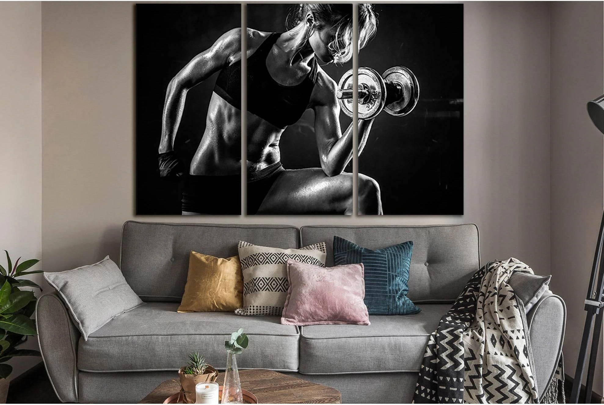 Beautiful Athletic Woman №SL892 Ready to Hang Canvas Print - Zellart Canvas Prints 0new, ALL_Products, Black & White Wall Art