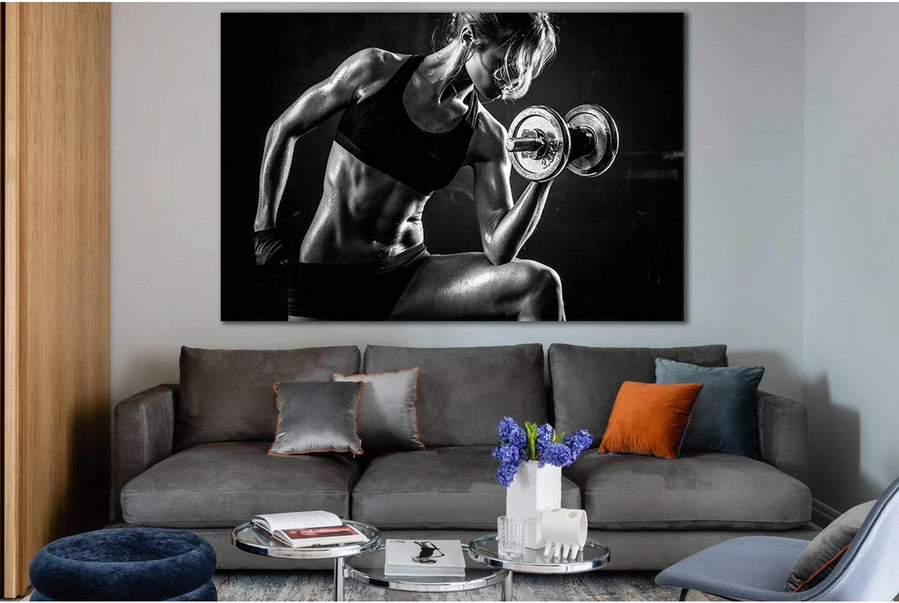 Beautiful Athletic Woman №SL892 Ready to Hang Canvas Print - Zellart Canvas Prints 0new, ALL_Products, Black & White Wall Art