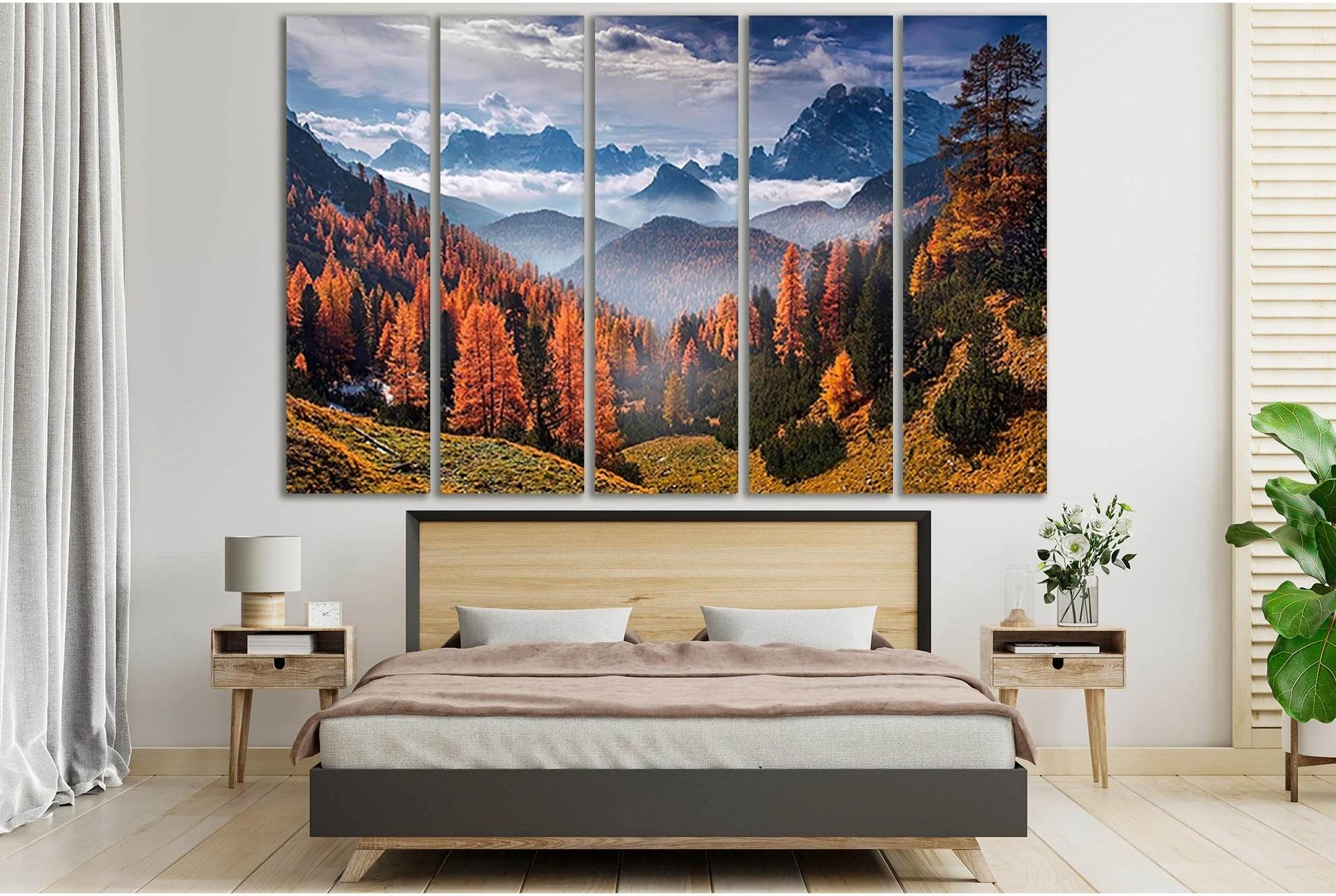 Beautiful Autumn Mountainous Landform №SL623 Ready to Hang Canvas Print - Zellart Canvas Prints 0new, ALL_Products, Autumn Wall Art, Mountains Wall Art