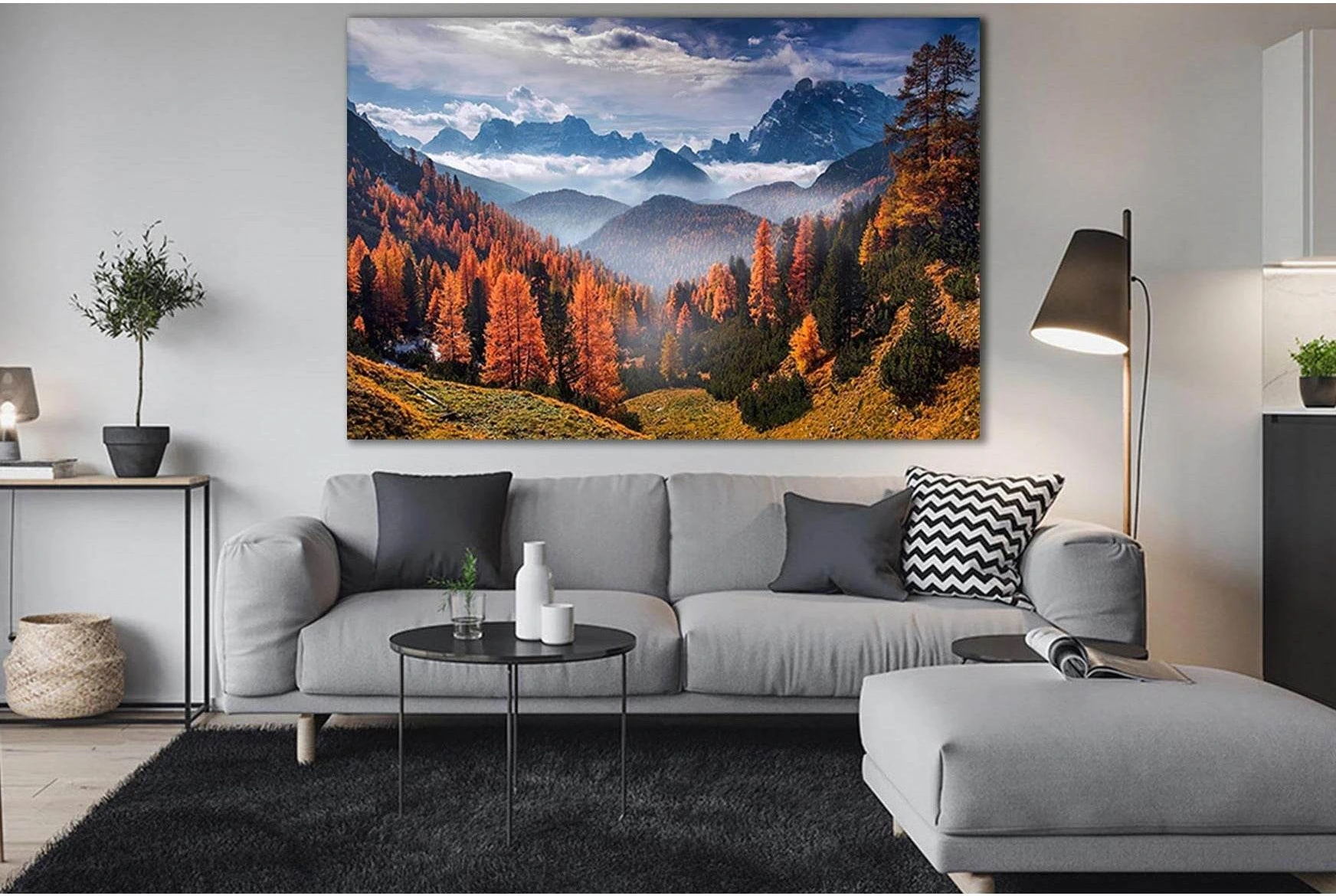 Beautiful Autumn Mountainous Landform №SL623 Ready to Hang Canvas Print - Zellart Canvas Prints 0new, ALL_Products, Autumn Wall Art, Mountains Wall Art