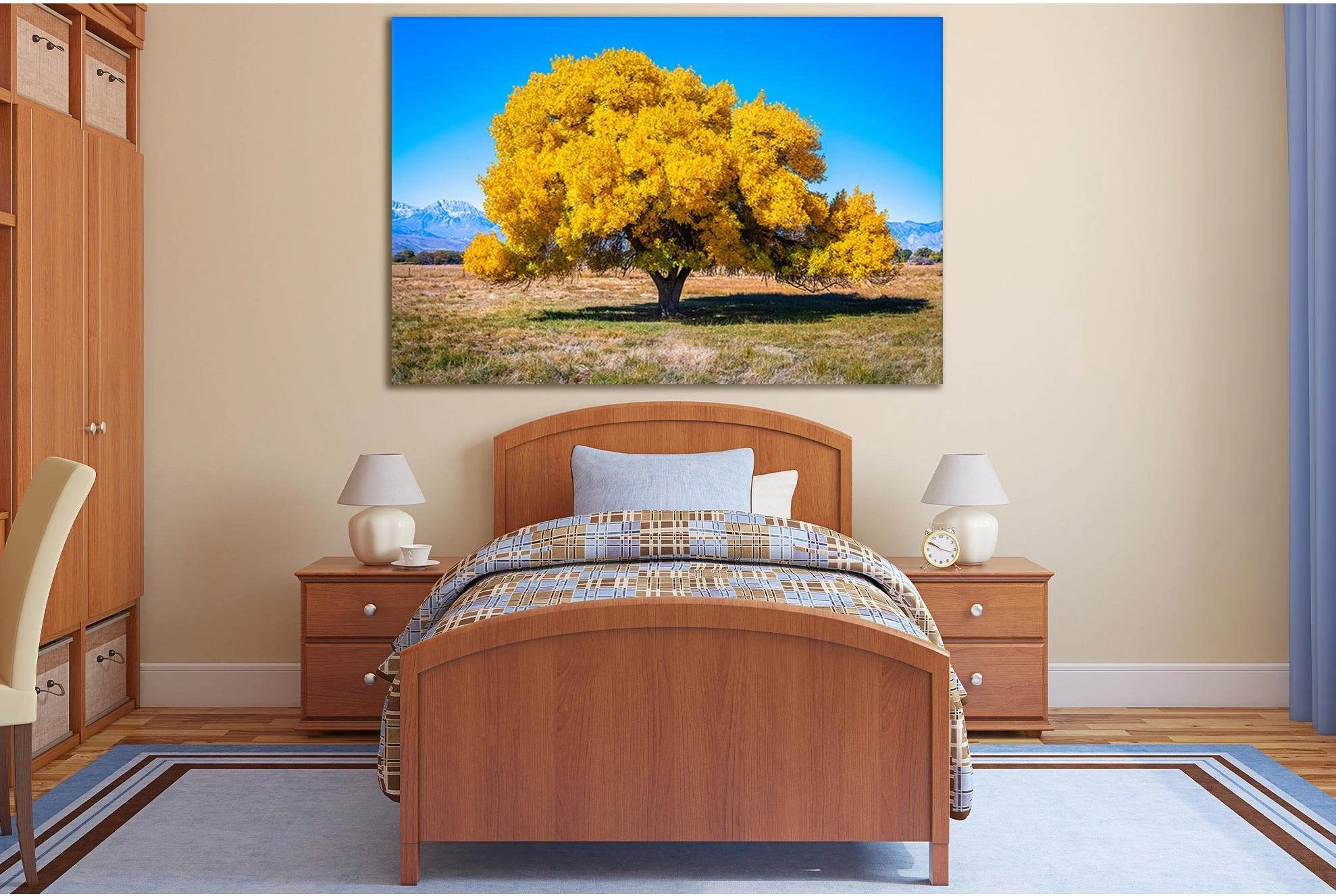 Beautiful Autumn Tree In The Field №SL1077 Ready to Hang Canvas Print - Zellart Canvas Prints 0new, ALL_Products, Trees Wall Art