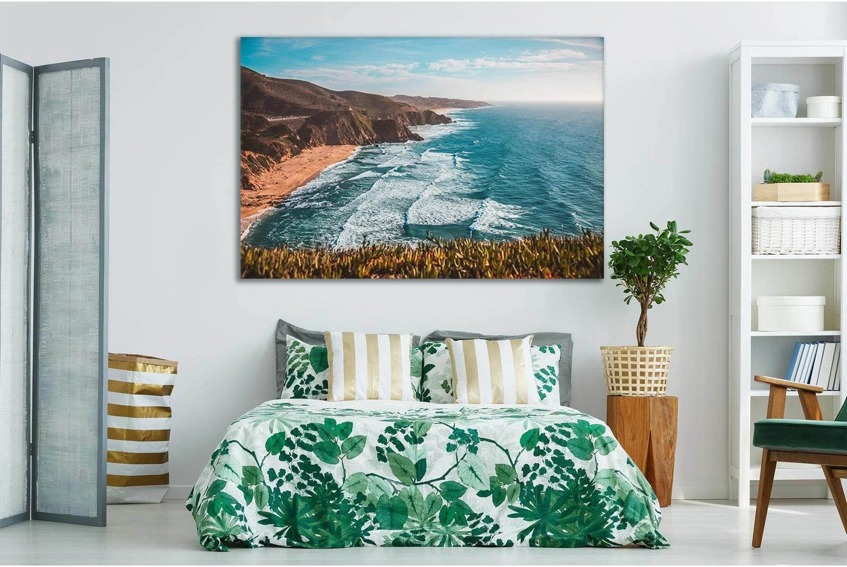 Blue Ocean Waves Coastal Canvas Wall Art showing ocean water, wave movement and surf.