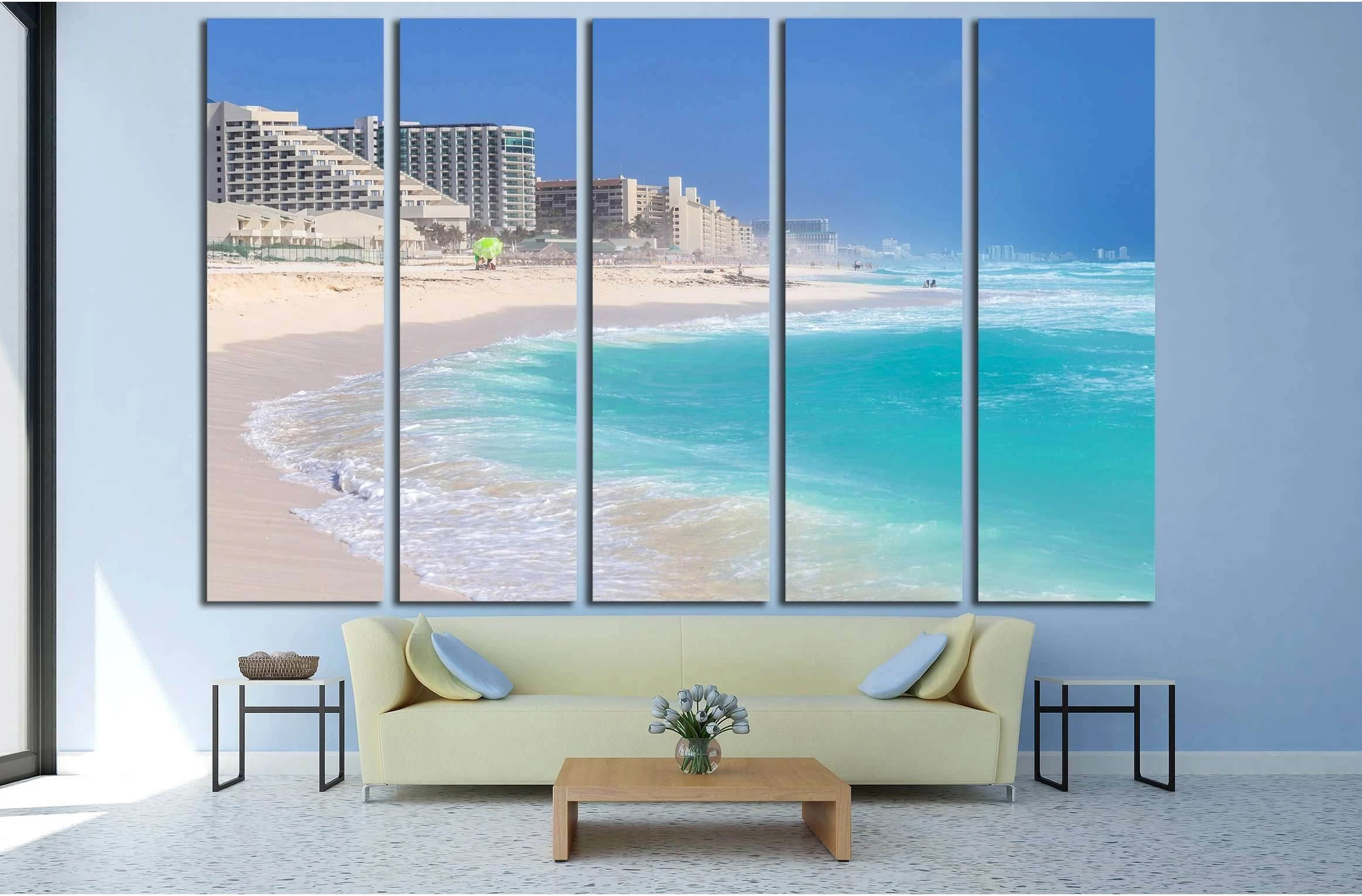 Beautiful beach in Cancun, Zona Hoteliera. Caribbean coast, Yucatan, Mexico №3058 Ready to Hang Canvas Print - Zellart Canvas Prints ALL_Products, s-3058