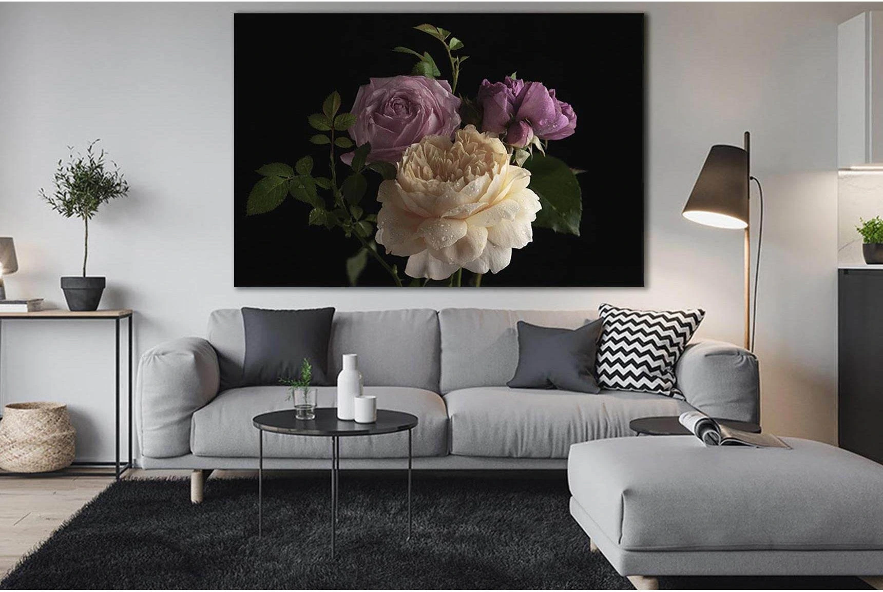Beautiful Bunch Of Colorful Roses №SL716 Ready to Hang Canvas Print - Zellart Canvas Prints 0new, ALL_Products, Floral & Botanical Wall Art