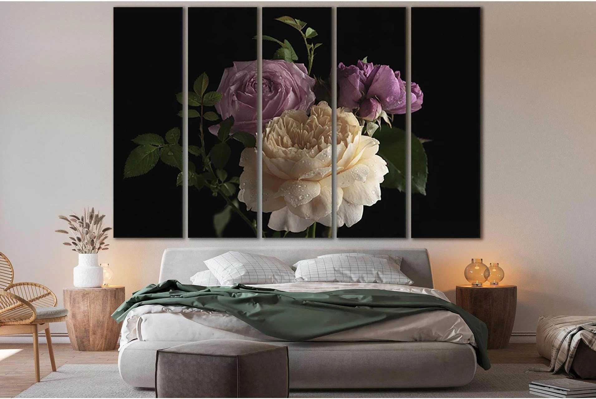 Beautiful Bunch Of Colorful Roses №SL716 Ready to Hang Canvas Print - Zellart Canvas Prints 0new, ALL_Products, Floral & Botanical Wall Art