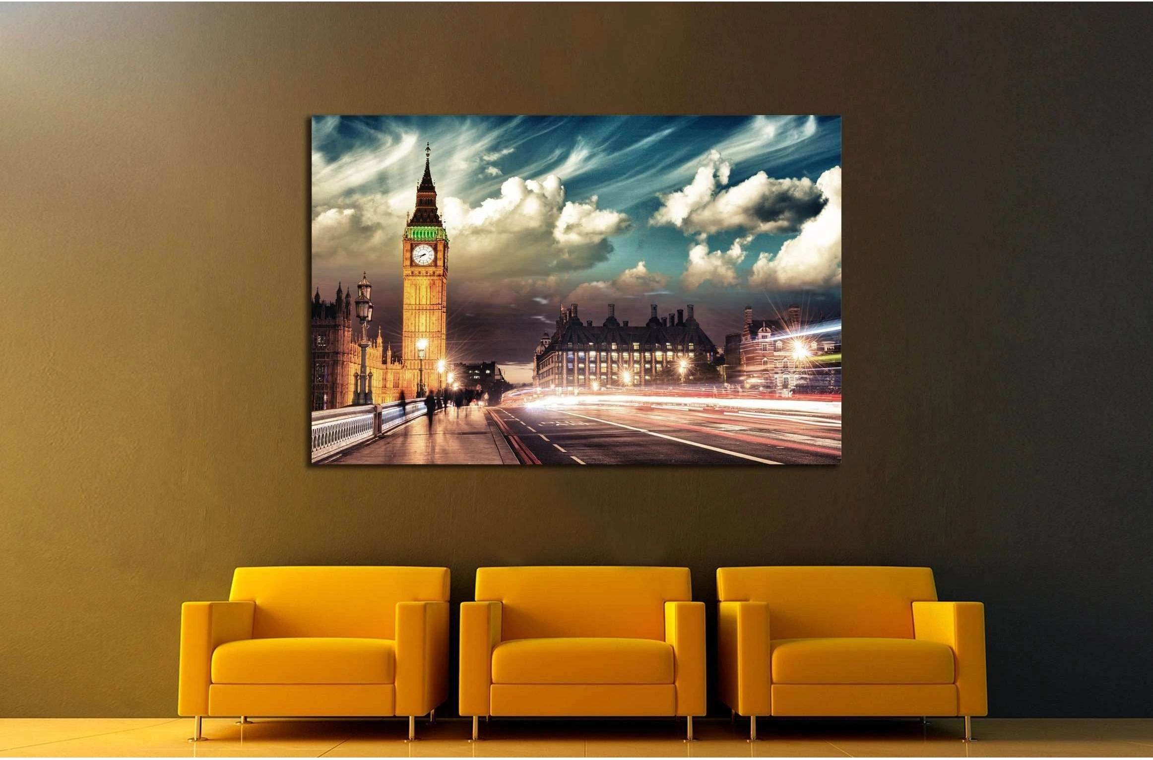 Beautiful colors of Big Ben from Westminster Bridge at Sunset - London №2256 Ready to Hang Canvas Print - Zellart Canvas Prints ALL_Products, s-2256