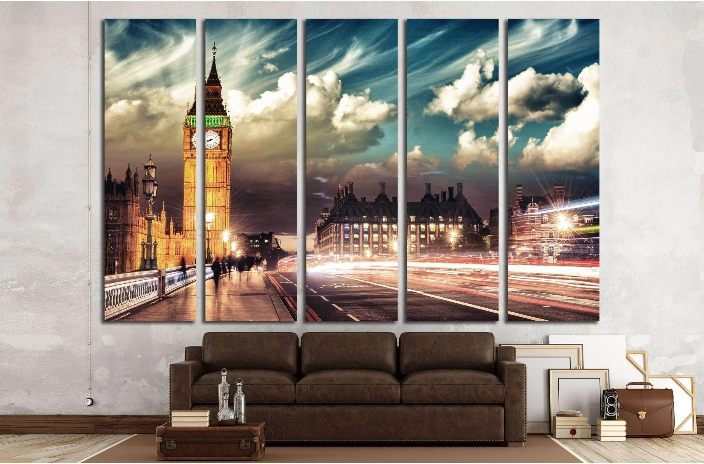 Beautiful colors of Big Ben from Westminster Bridge at Sunset - London №2256 Ready to Hang Canvas Print - Zellart Canvas Prints ALL_Products, s-2256
