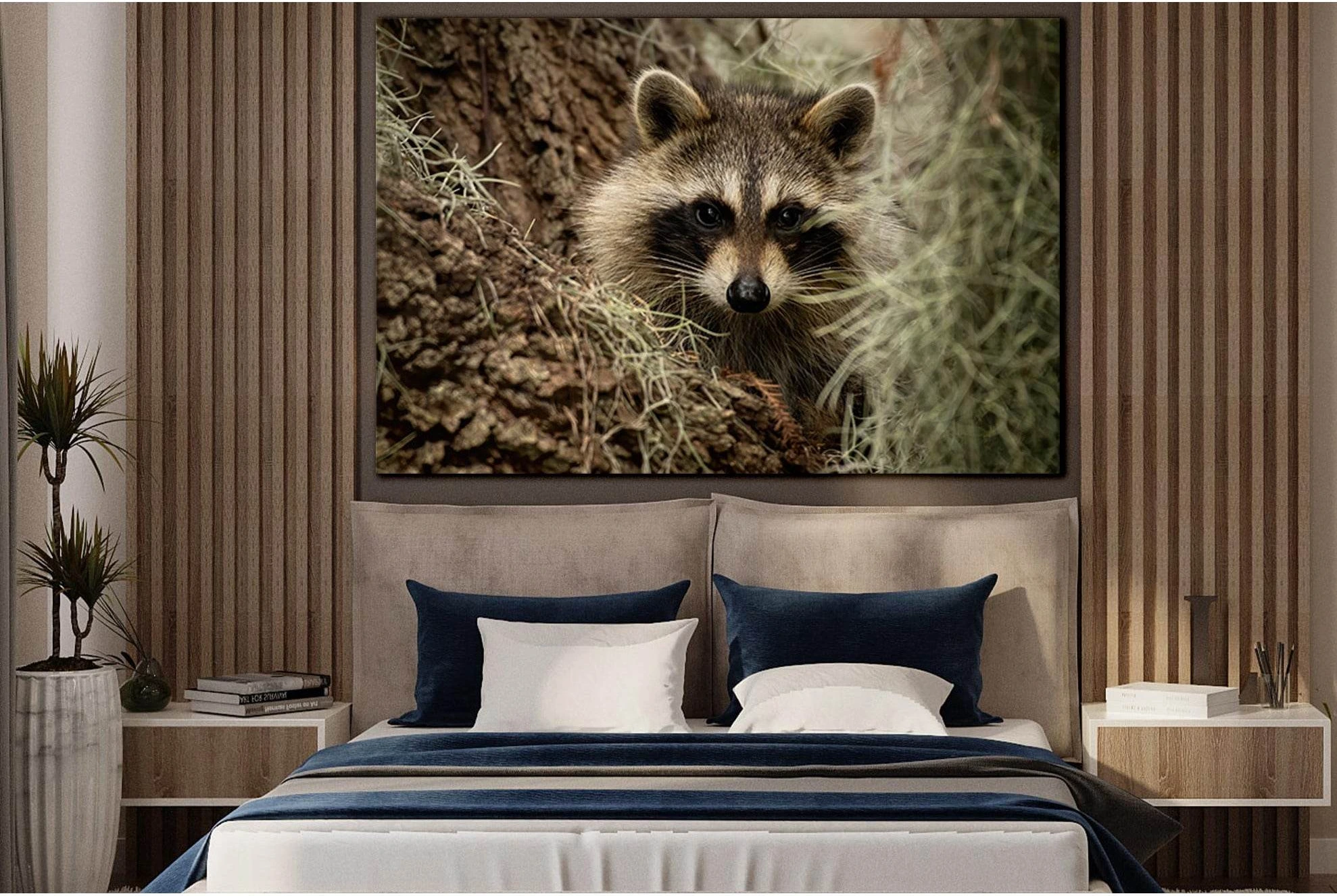 Beautiful Cute Raccoon №SL1532 Ready to Hang Canvas Print - Zellart Canvas Prints 0new, ALL_Products, Animals & Wildlife
