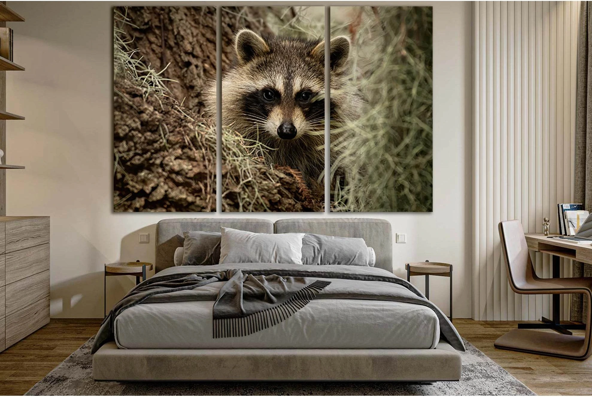 Beautiful Cute Raccoon №SL1532 Ready to Hang Canvas Print - Zellart Canvas Prints 0new, ALL_Products, Animals & Wildlife