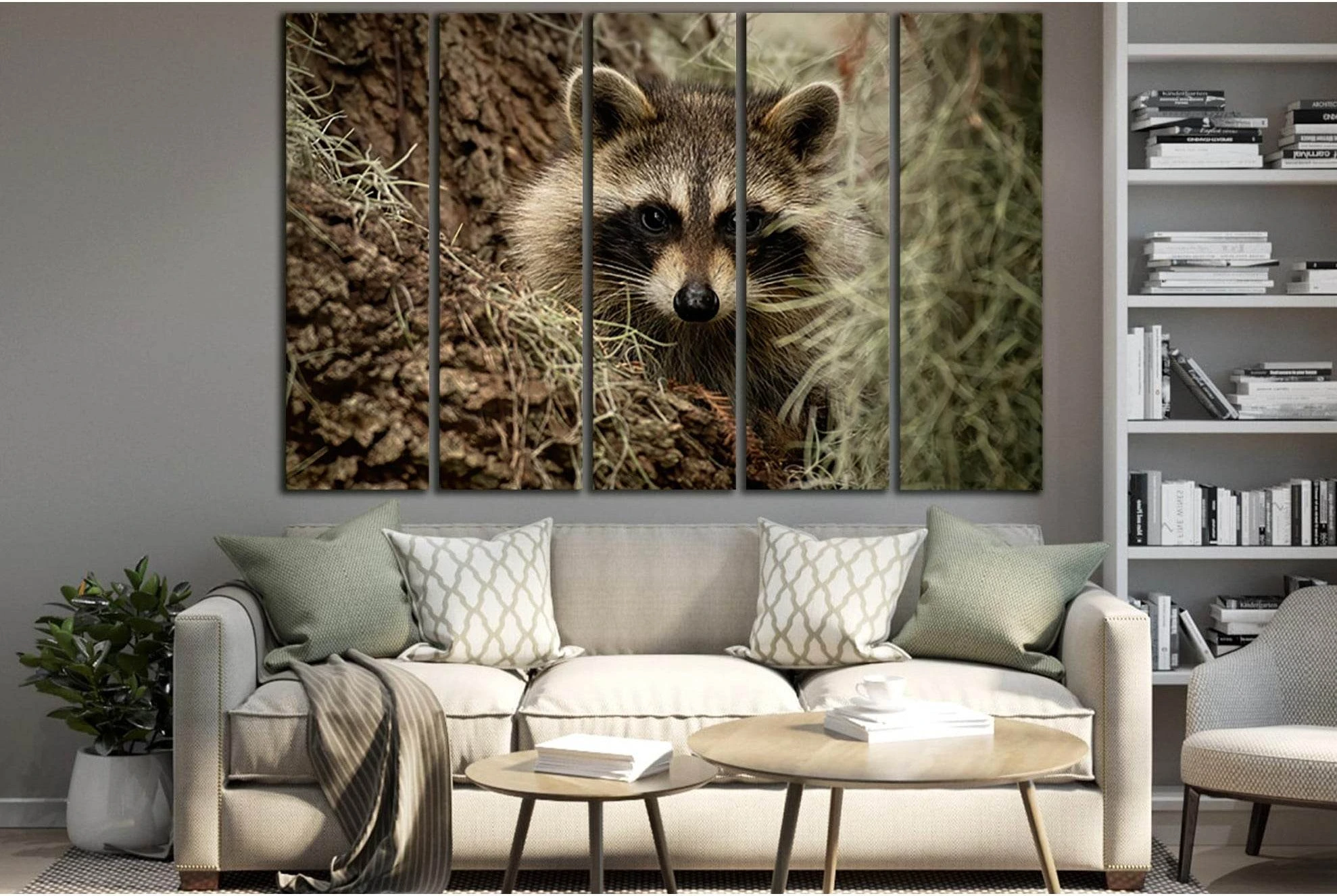 Beautiful Cute Raccoon №SL1532 Ready to Hang Canvas Print - Zellart Canvas Prints 0new, ALL_Products, Animals & Wildlife