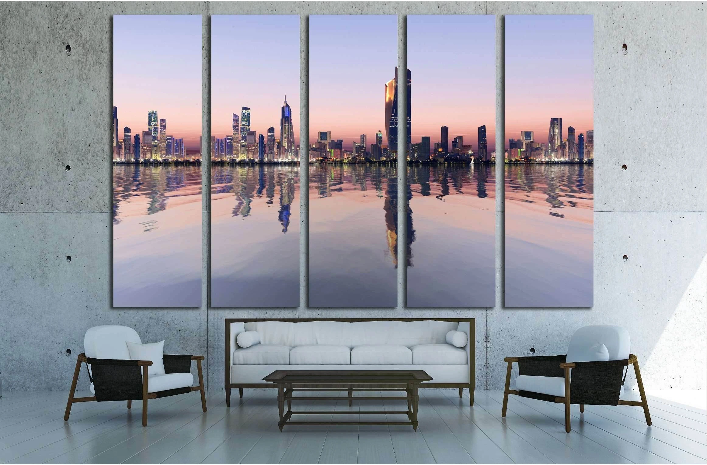 beautiful dawn view of kuwait cityscape №2327 Ready to Hang Canvas Print - Zellart Canvas Prints ALL_Products, s-2327