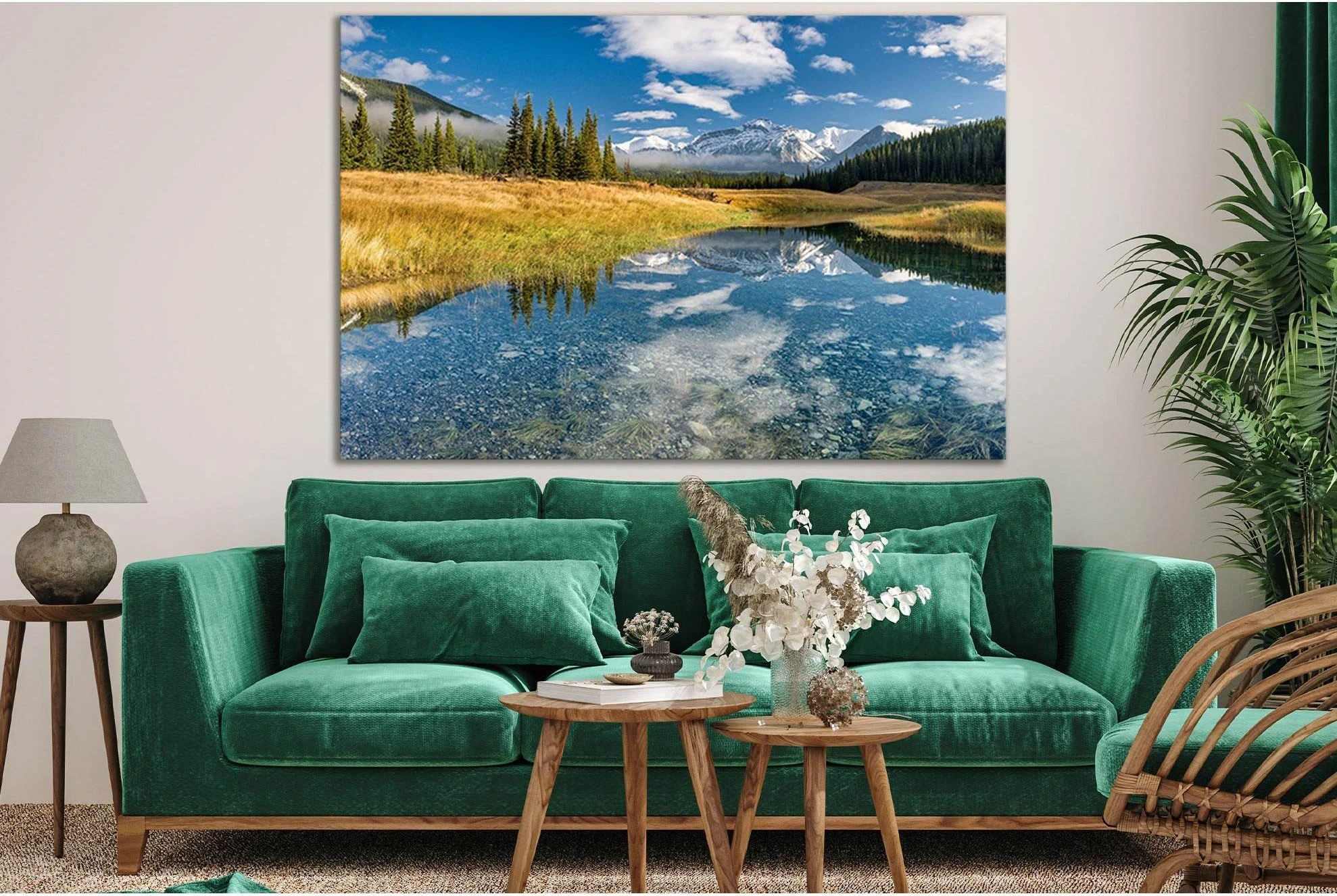 Beautiful Day In Mountain №SL1593 Ready to Hang Canvas Print - Zellart Canvas Prints 0new, ALL_Products, Mountains Wall Art, Nature Wall Art