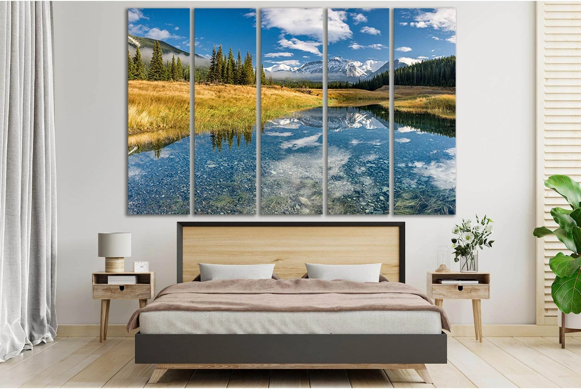 Beautiful Day In Mountain №SL1593 Ready to Hang Canvas Print - Zellart Canvas Prints 0new, ALL_Products, Mountains Wall Art, Nature Wall Art