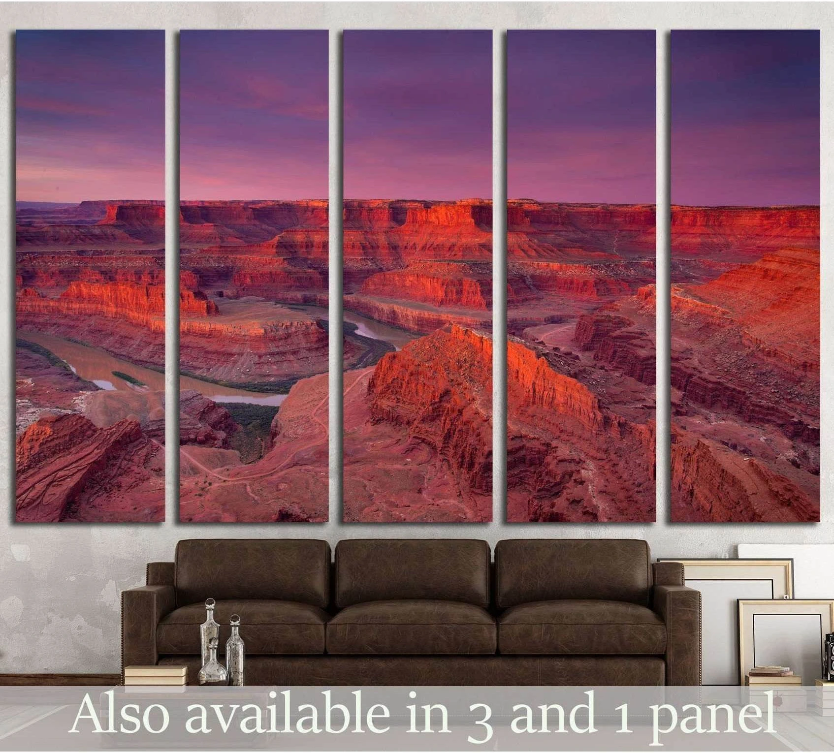 Dead Horse Point canyon sunrise canvas print with red rock cliffs and winding river