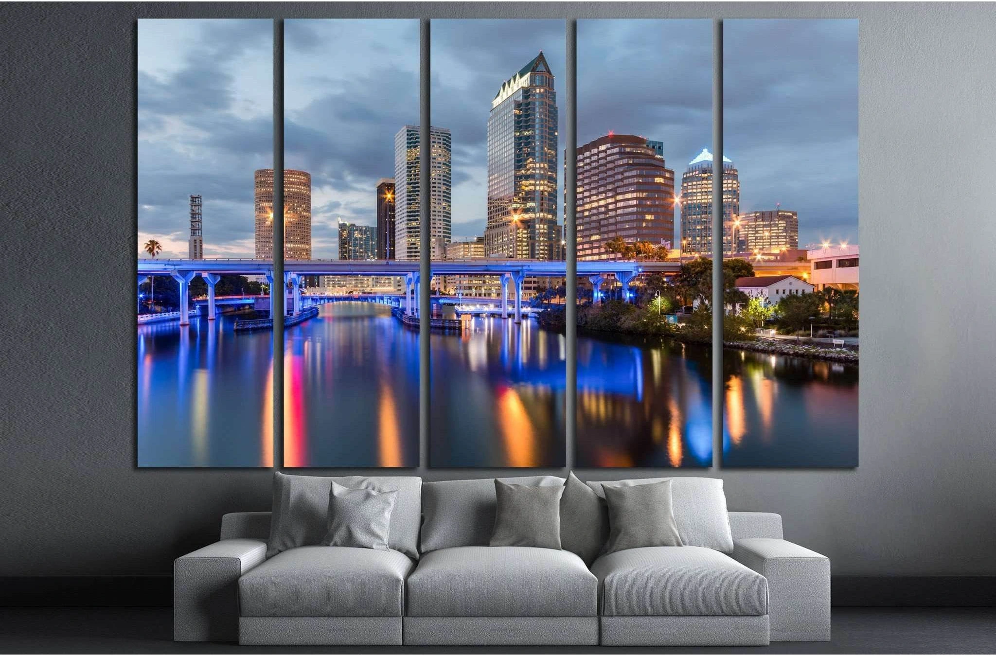 Beautiful downtown Tampa Florida at twilight №1220 Ready to Hang Canvas Print - Zellart Canvas Prints ALL_Products, s-1220