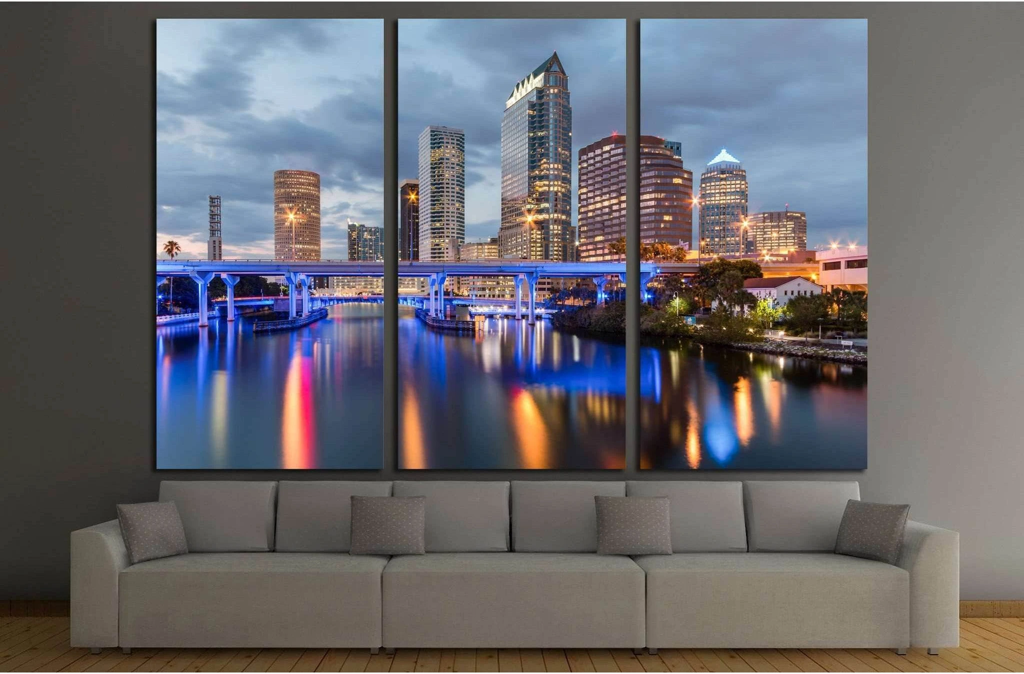 Beautiful downtown Tampa Florida at twilight №1220 Ready to Hang Canvas Print - Zellart Canvas Prints ALL_Products, s-1220