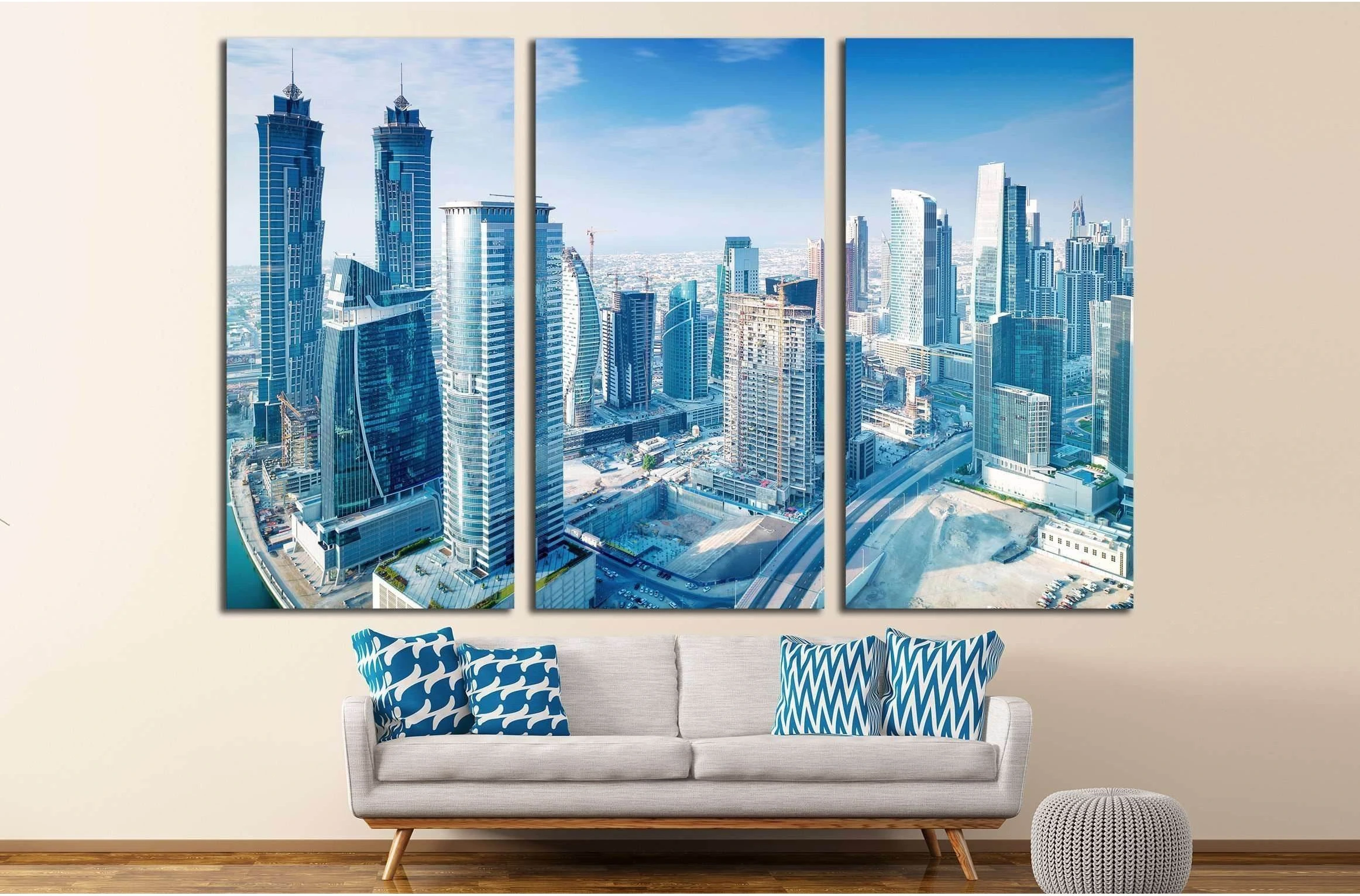 Beautiful Dubai city, bird eye view on majestic cityscape with modern new buildings, United Arab Emirates №2293 Ready to Hang Canvas Print - Zellart Canvas Prints ALL_Products, s-2293