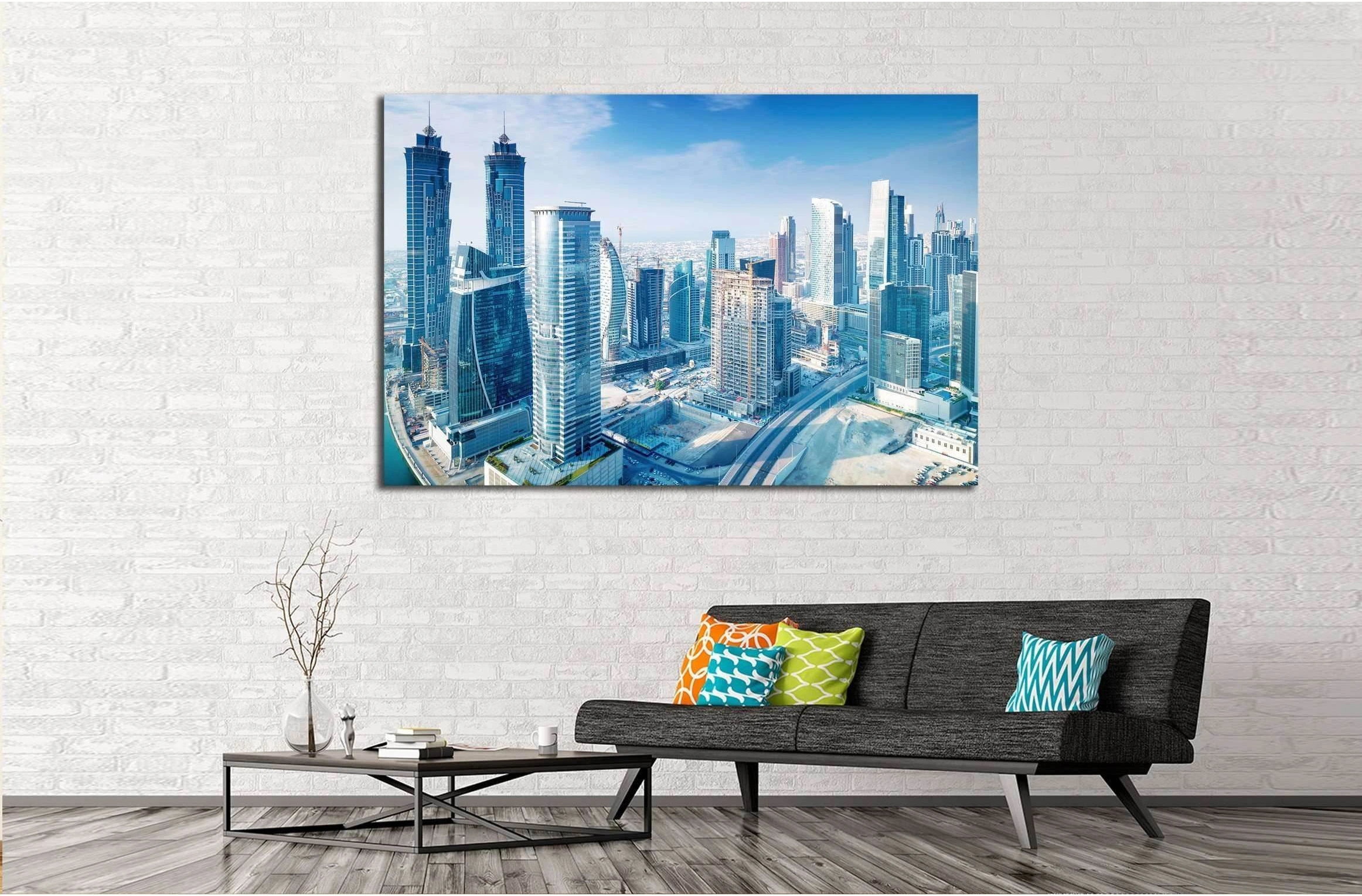 Beautiful Dubai city, bird eye view on majestic cityscape with modern new buildings, United Arab Emirates №2293 Ready to Hang Canvas Print - Zellart Canvas Prints ALL_Products, s-2293
