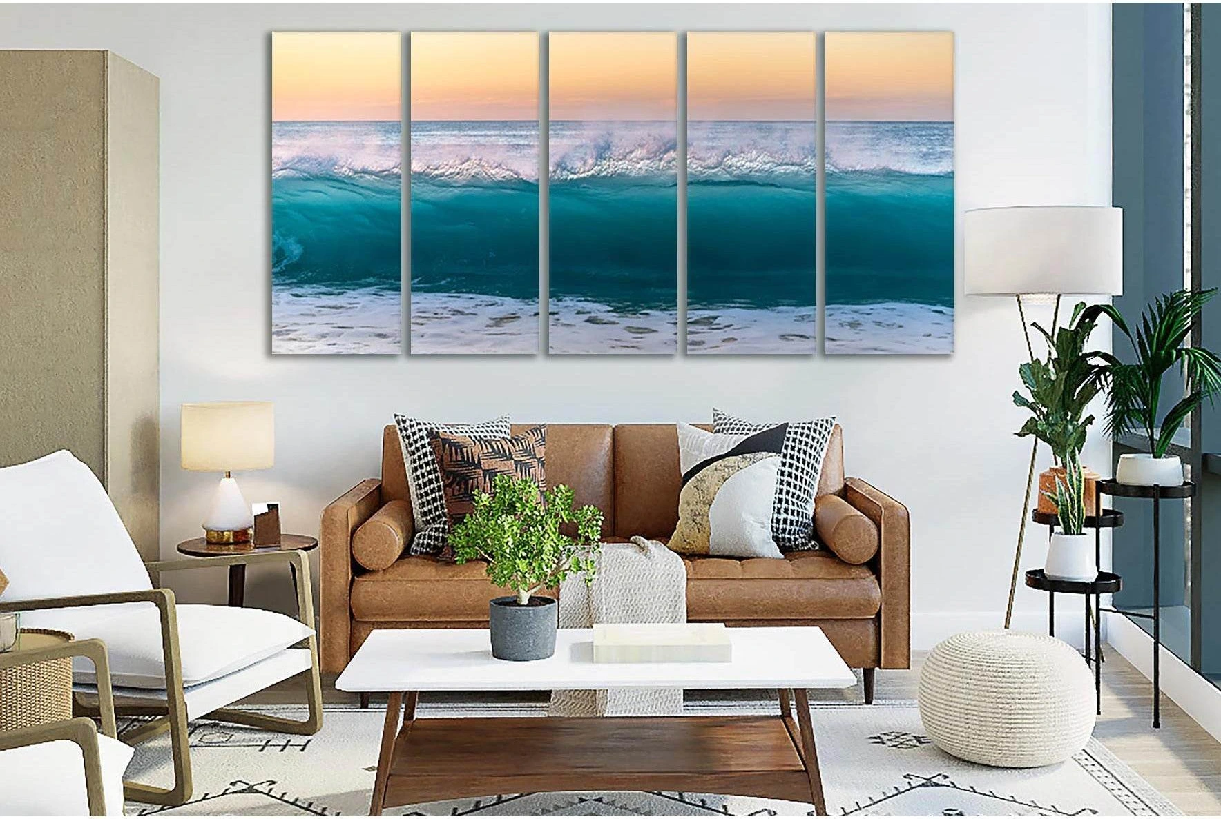 Beautiful Evening Ocean Wave №SL126 Ready to Hang Canvas Print - Zellart Canvas Prints 0new, ALL_Products, Beach Ocean & Waves