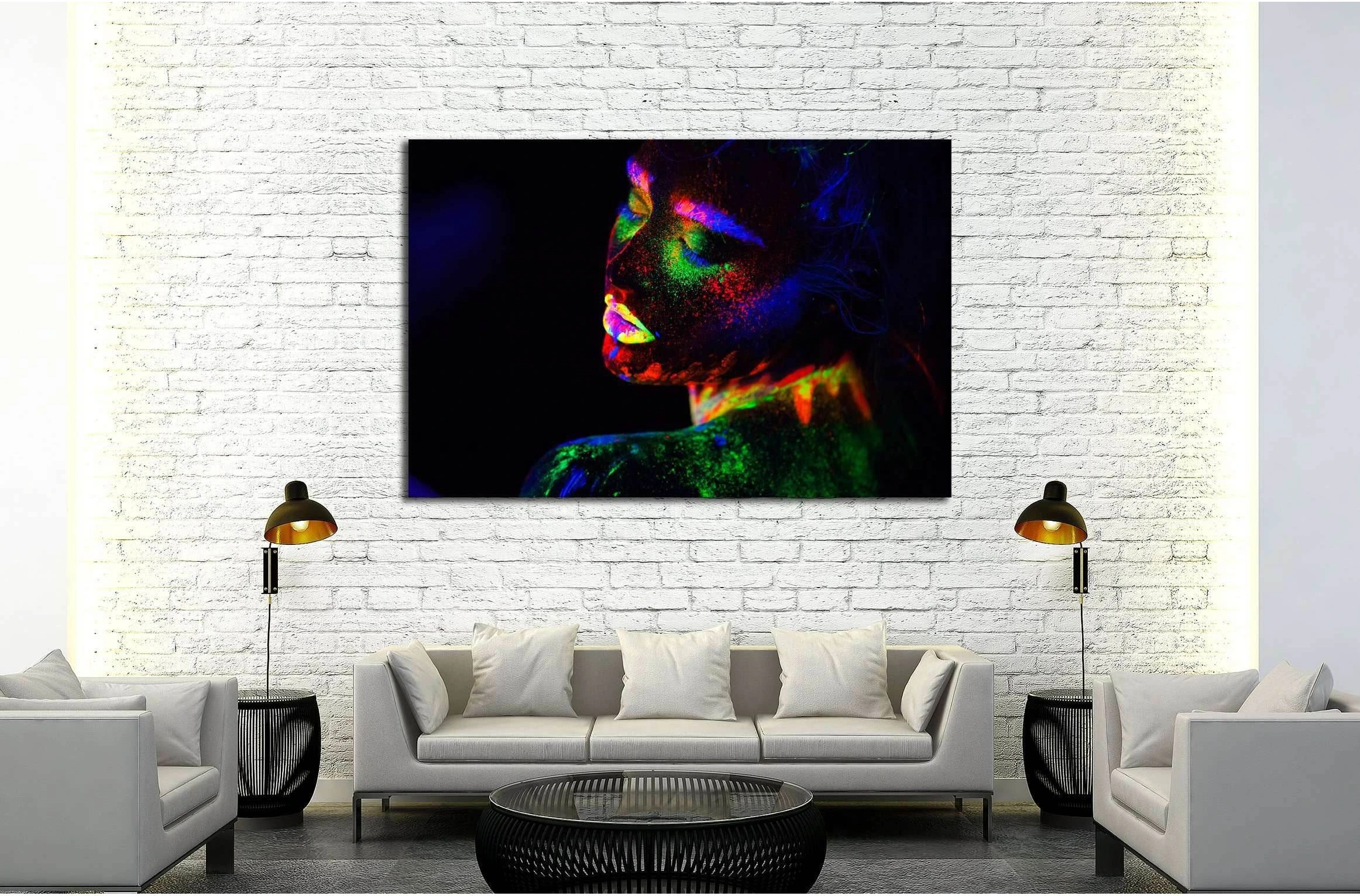 Beautiful extraterrestrial model woman in neon light. №2759 Ready to Hang Canvas Print - Zellart Canvas Prints ALL_Products, s-2759
