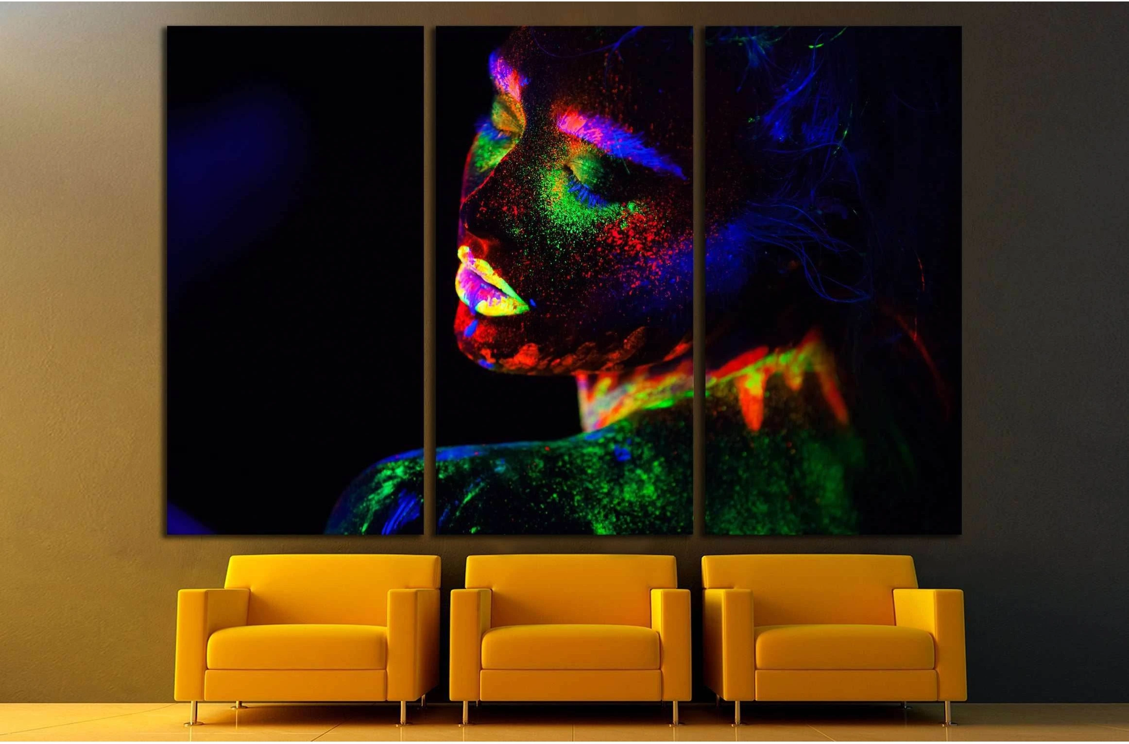 Beautiful extraterrestrial model woman in neon light. №2759 Ready to Hang Canvas Print - Zellart Canvas Prints ALL_Products, s-2759