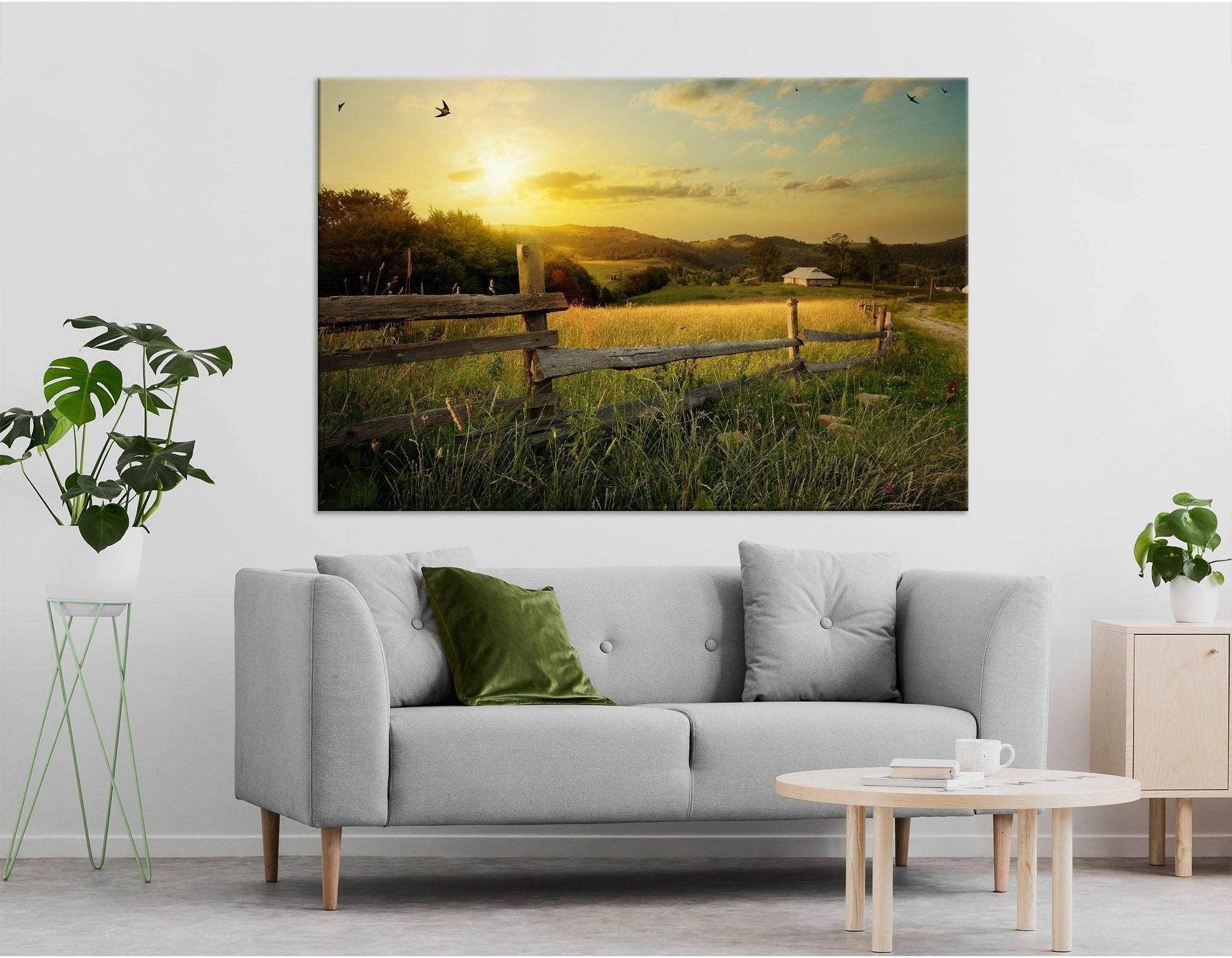 Beautiful Farm Sunset In Carpathians, Ukraine №04232 Ready to Hang Canvas Print - Zellart Canvas Prints ALL_Products