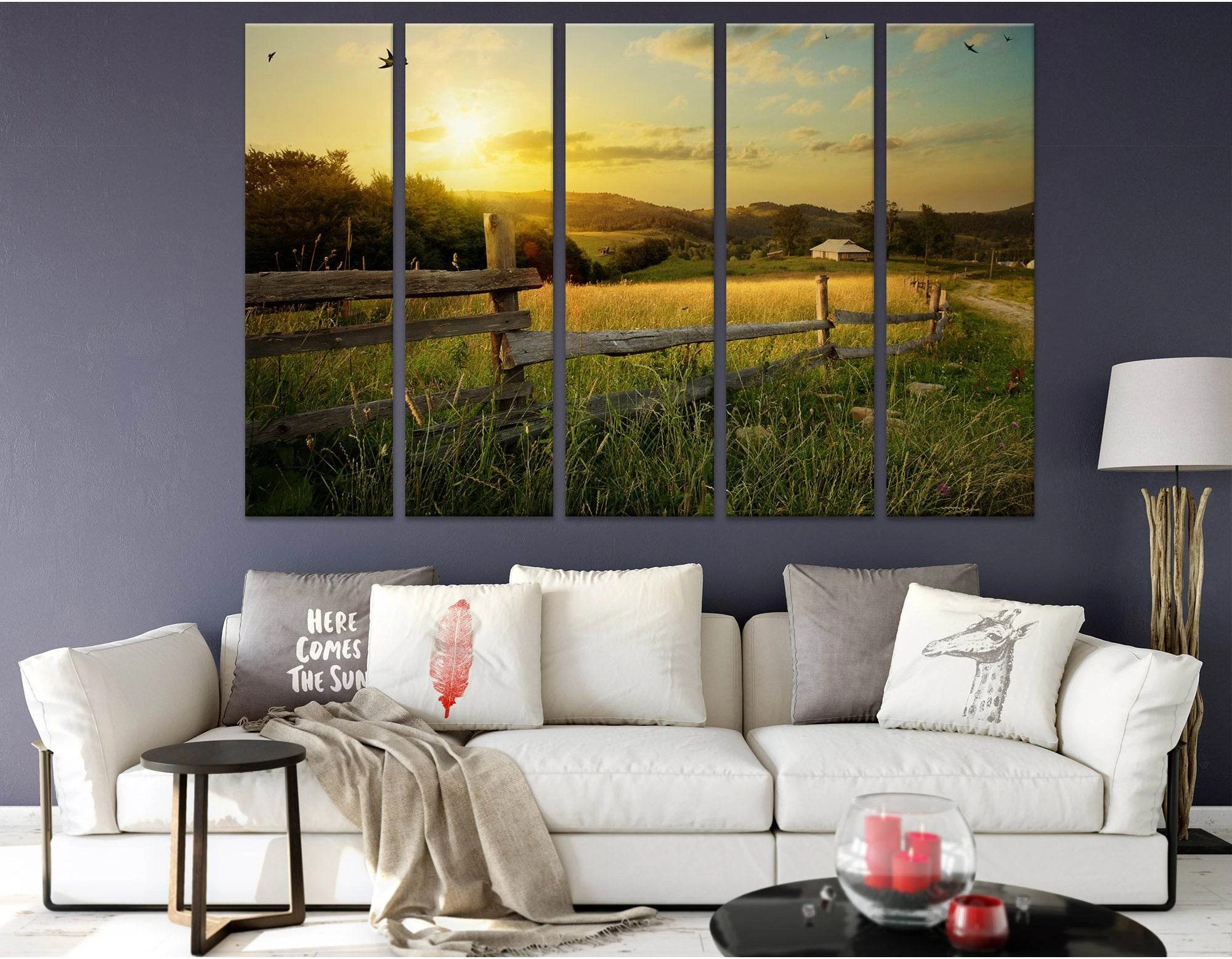 Beautiful Farm Sunset In Carpathians, Ukraine №04232 Ready to Hang Canvas Print - Zellart Canvas Prints ALL_Products