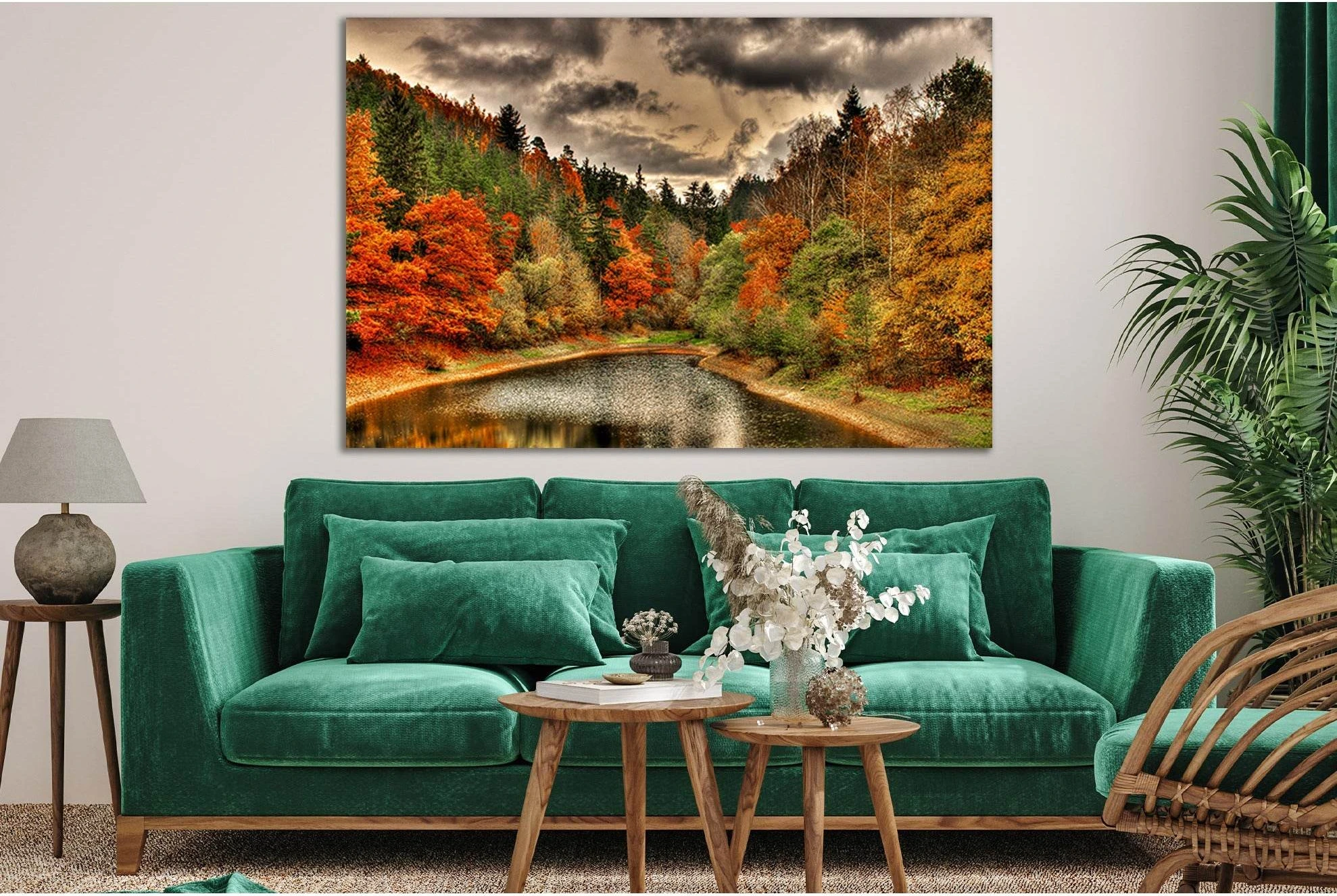 Beautiful Forest Lake Autumn №SL628 Ready to Hang Canvas Print - Zellart Canvas Prints 0new, ALL_Products, Autumn Wall Art