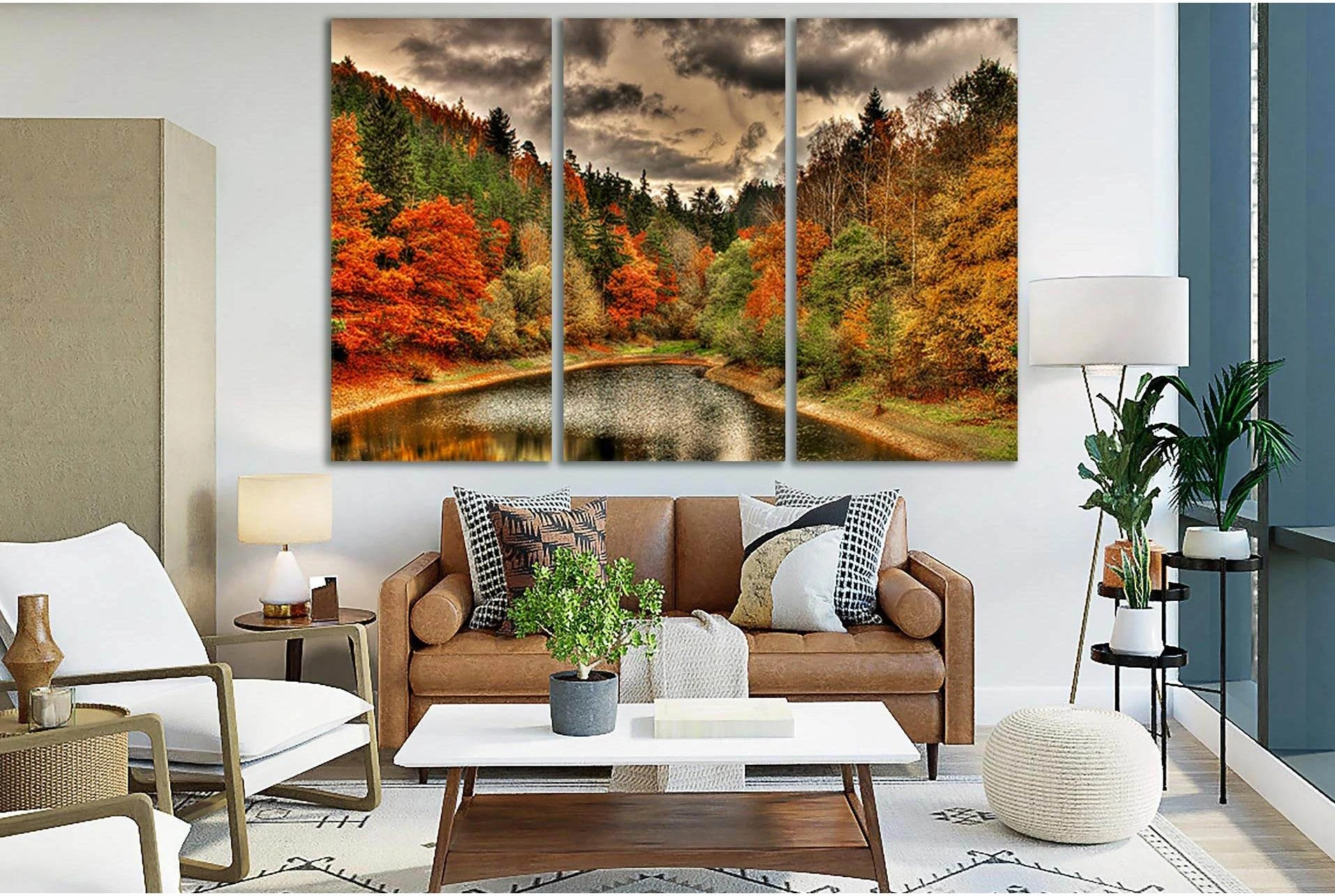 Beautiful Forest Lake Autumn №SL628 Ready to Hang Canvas Print - Zellart Canvas Prints 0new, ALL_Products, Autumn Wall Art