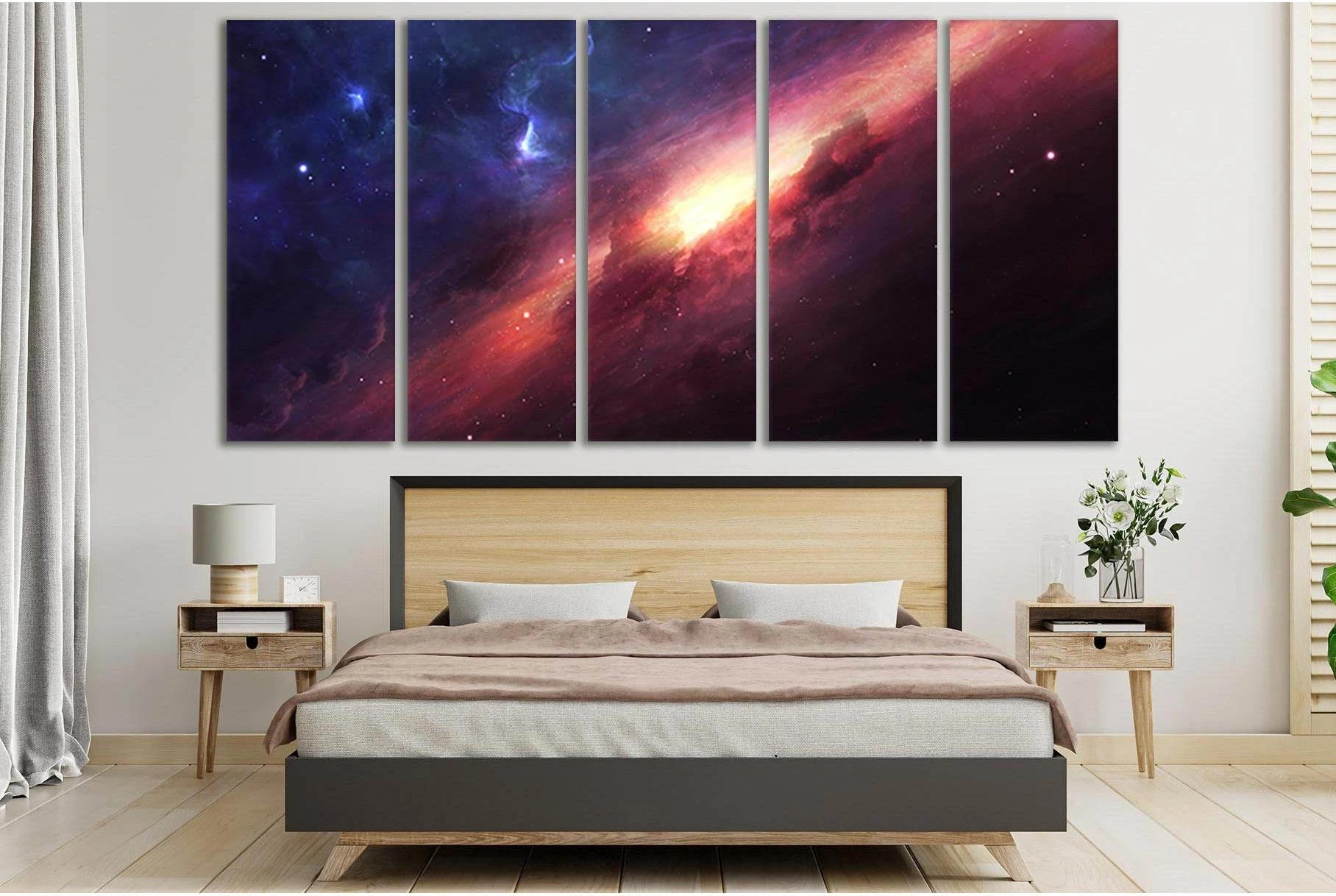 Beautiful Galaxy And Nebula №SL415 Ready to Hang Canvas Print - Zellart Canvas Prints 0new, ALL_Products, Astronomy & Space Canvas Wall Art