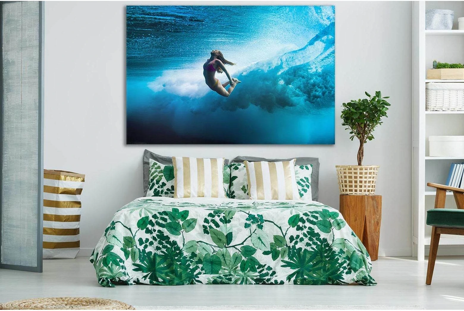Beautiful Girl Under The Waves №SL946 Ready to Hang Canvas Print - Zellart Canvas Prints 0new, ALL_Products, Sports & Motivation