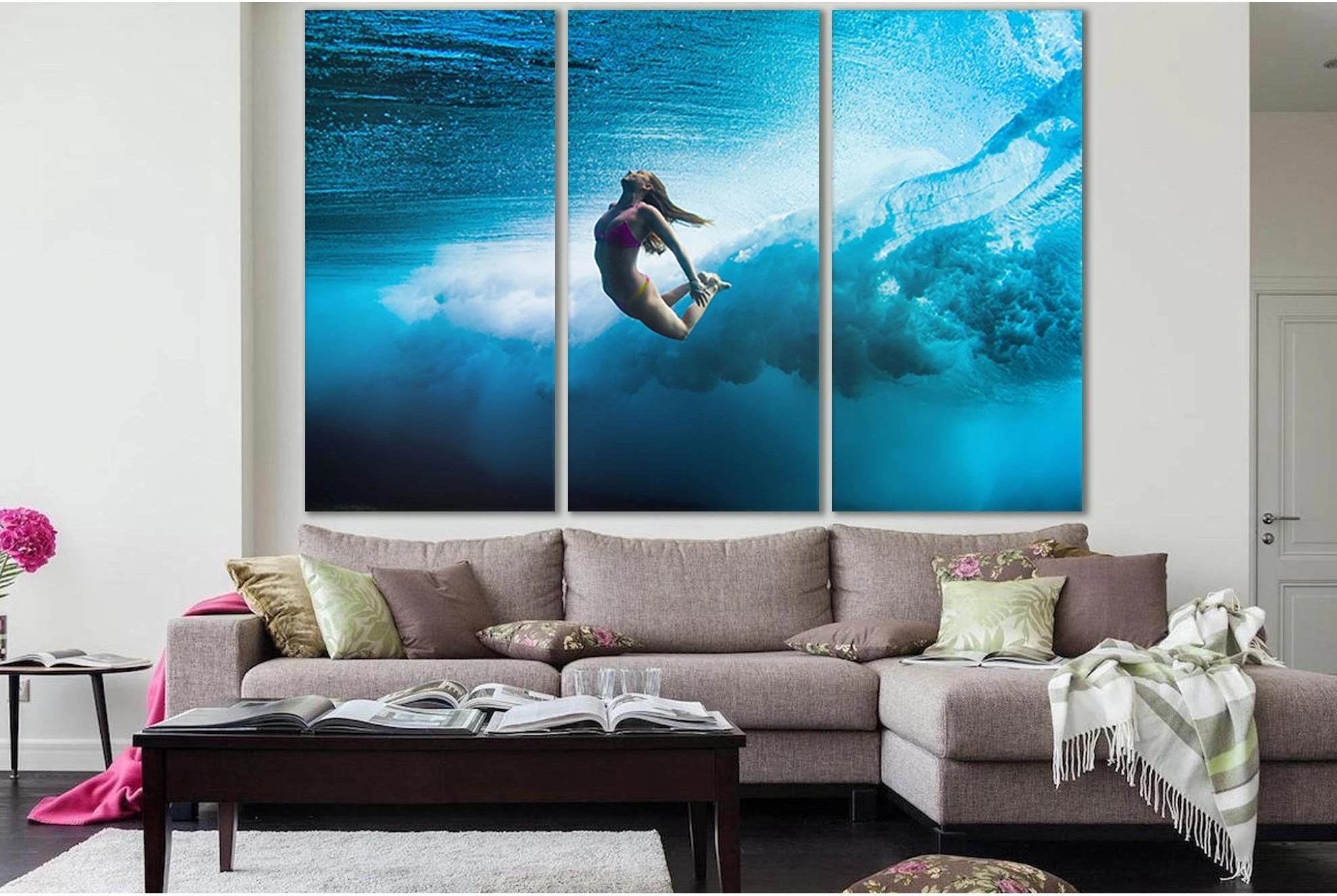 Beautiful Girl Under The Waves №SL946 Ready to Hang Canvas Print - Zellart Canvas Prints 0new, ALL_Products, Sports & Motivation