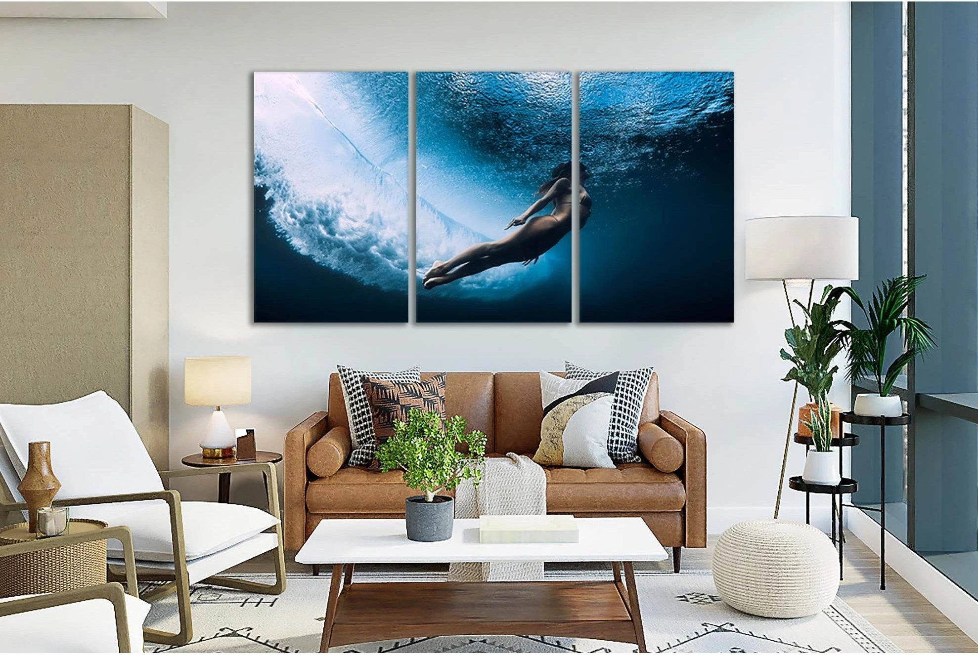Beautiful Girl Under Water №SL45 Ready to Hang Canvas Print - Zellart Canvas Prints 0new, ALL_Products, Beach Ocean & Waves