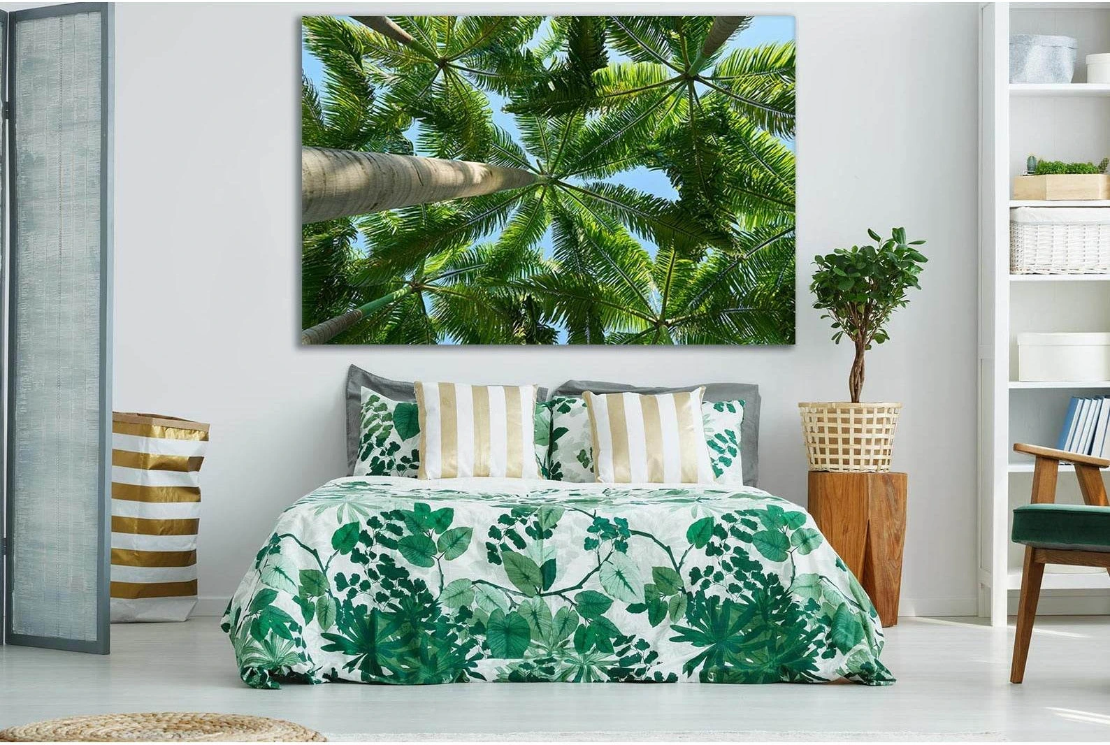 Beautiful Green Palms №SL499 Ready to Hang Canvas Print - Zellart Canvas Prints 0new, ALL_Products, Trees Wall Art
