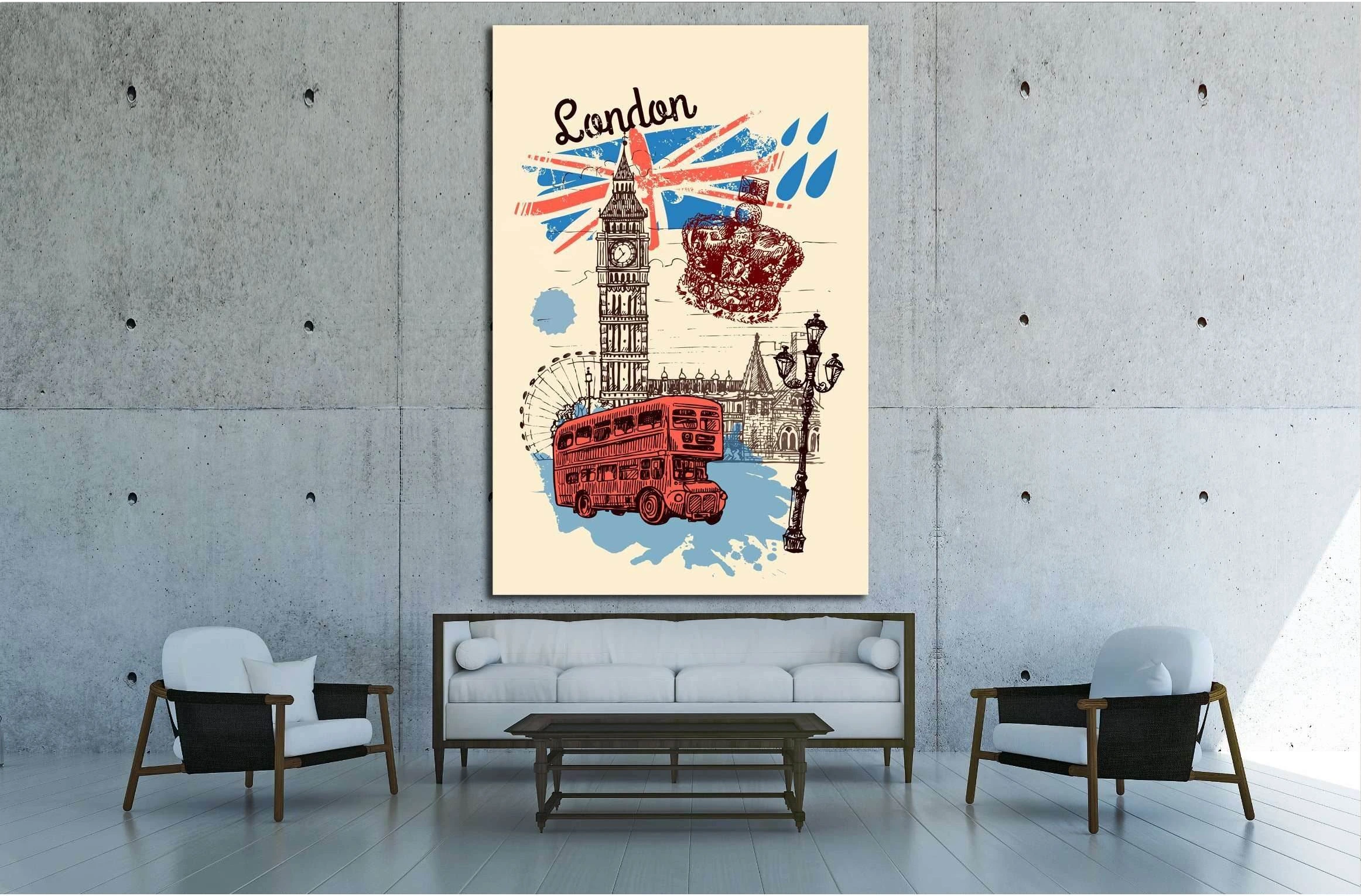Beautiful hand drawn vector sketch illustration London №4534 Ready to Hang Canvas Print - Zellart Canvas Prints ALL_Products, s-4534