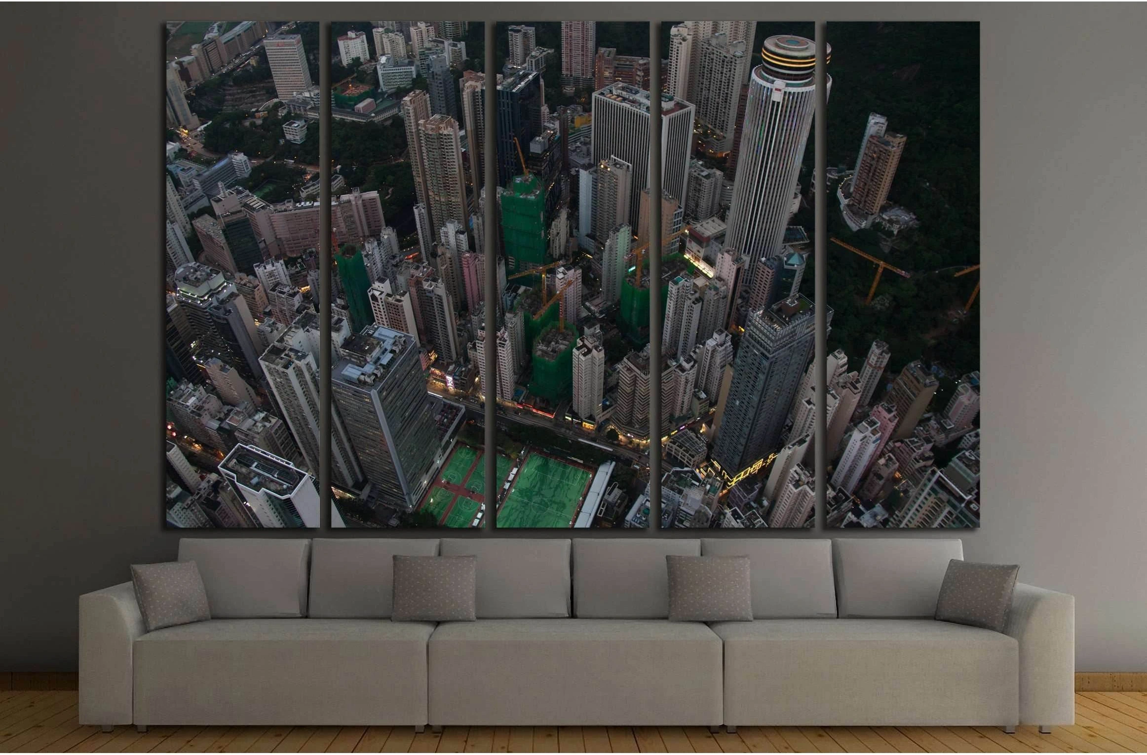 Beautiful Hong Kong skyline in China №2168 Ready to Hang Canvas Print - Zellart Canvas Prints ALL_Products, s-2168