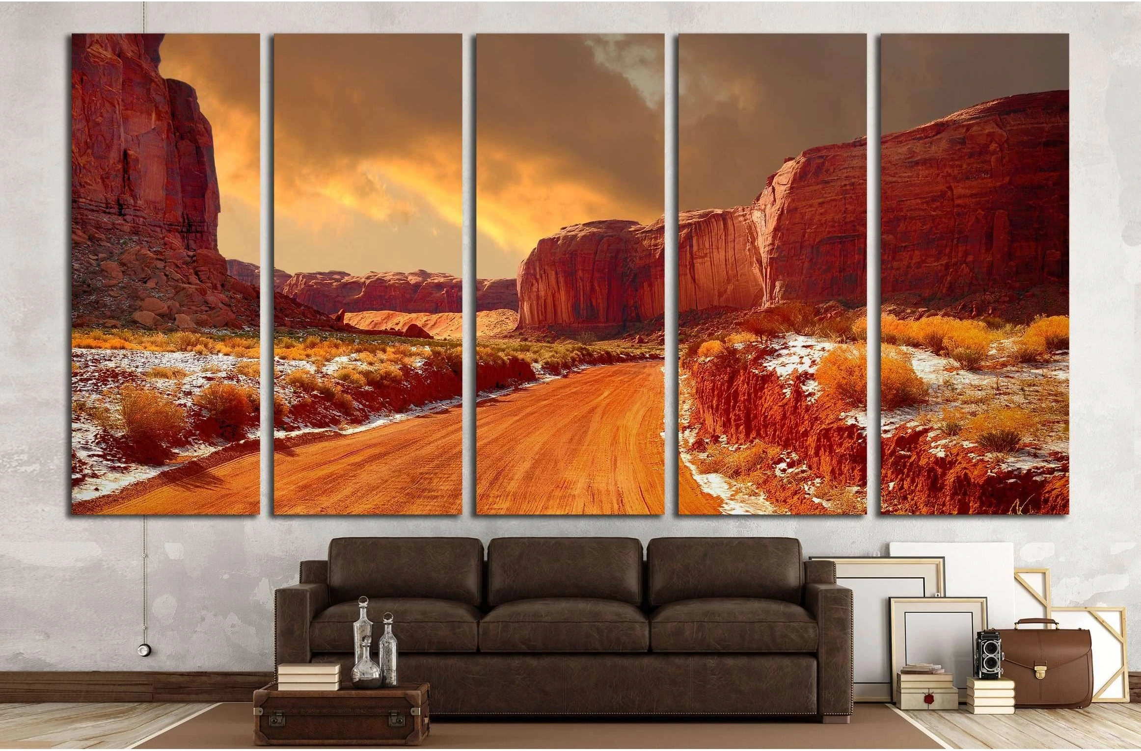 Beautiful Image of the road through monument valley in Winter №1965 Ready to Hang Canvas Print - Zellart Canvas Prints ALL_Products, s-1965